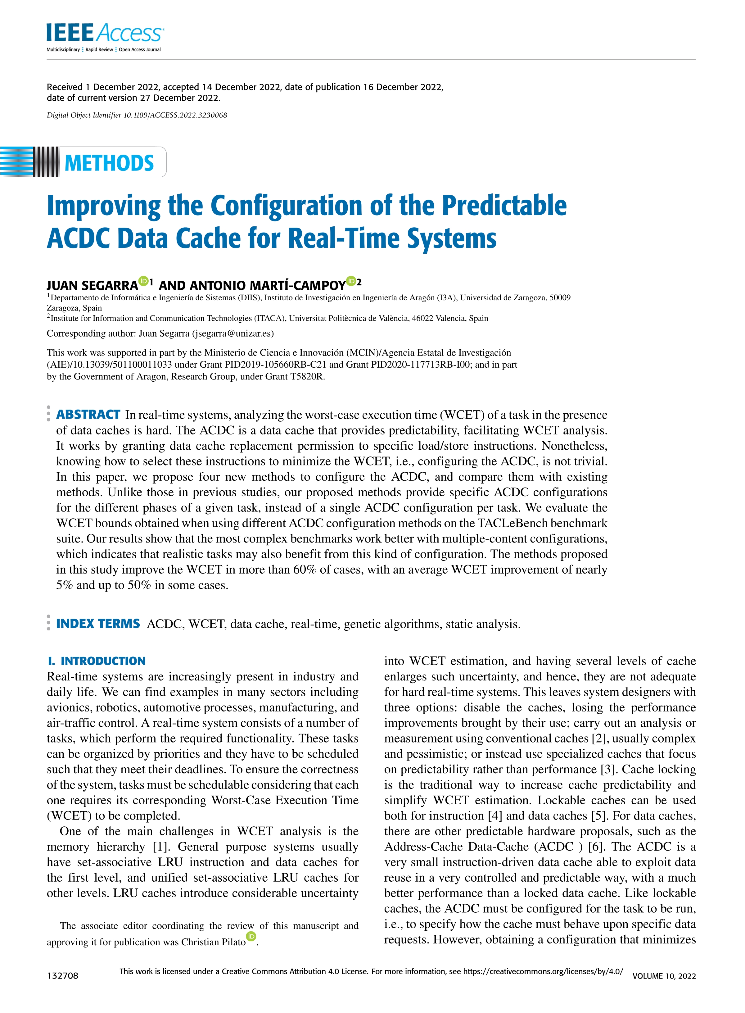 Improving the configuration of the predictable ACDC data cache for real-time systems