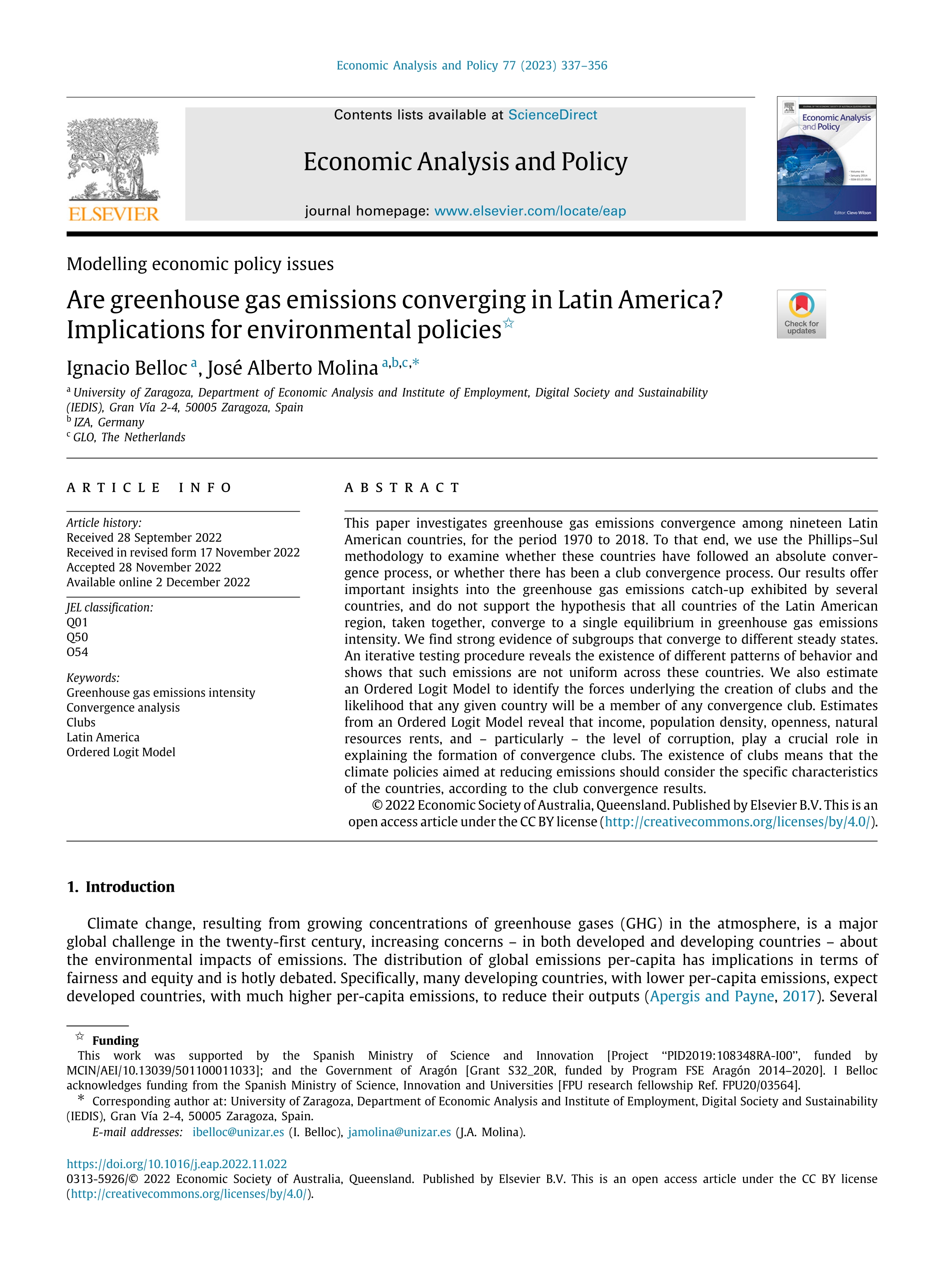 Are greenhouse gas emissions converging in Latin America? Implications for environmental policies
