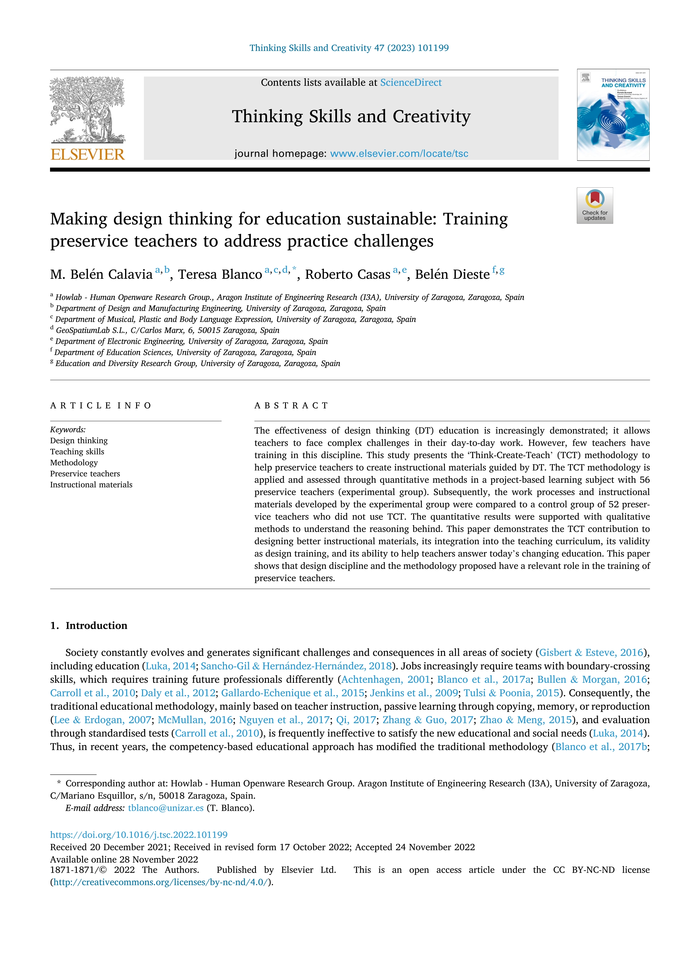 Making design thinking for education sustainable: Training preservice teachers to address practice challenges