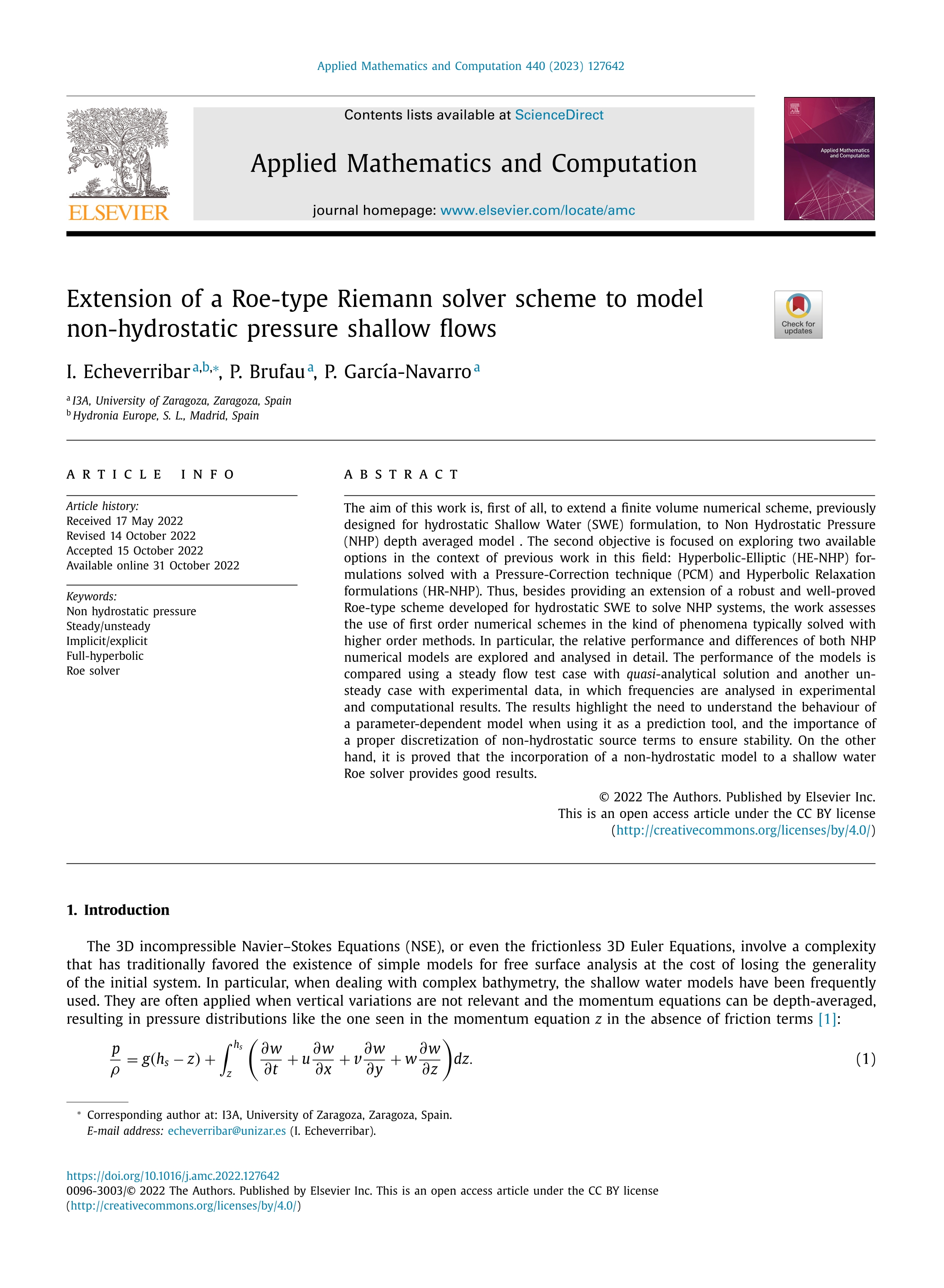 Extension of a Roe-type Riemann solver scheme to model non-hydrostatic pressure shallow flows