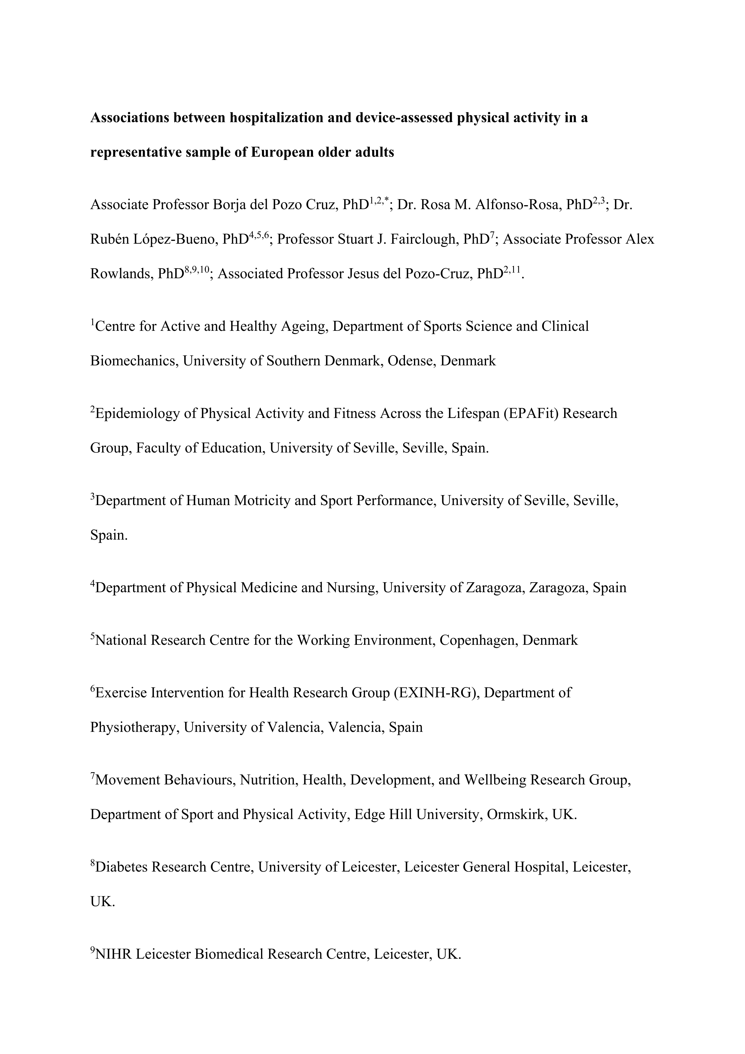 Associations between hospitalization and device-assessed physical activity in a representative sample of older adults