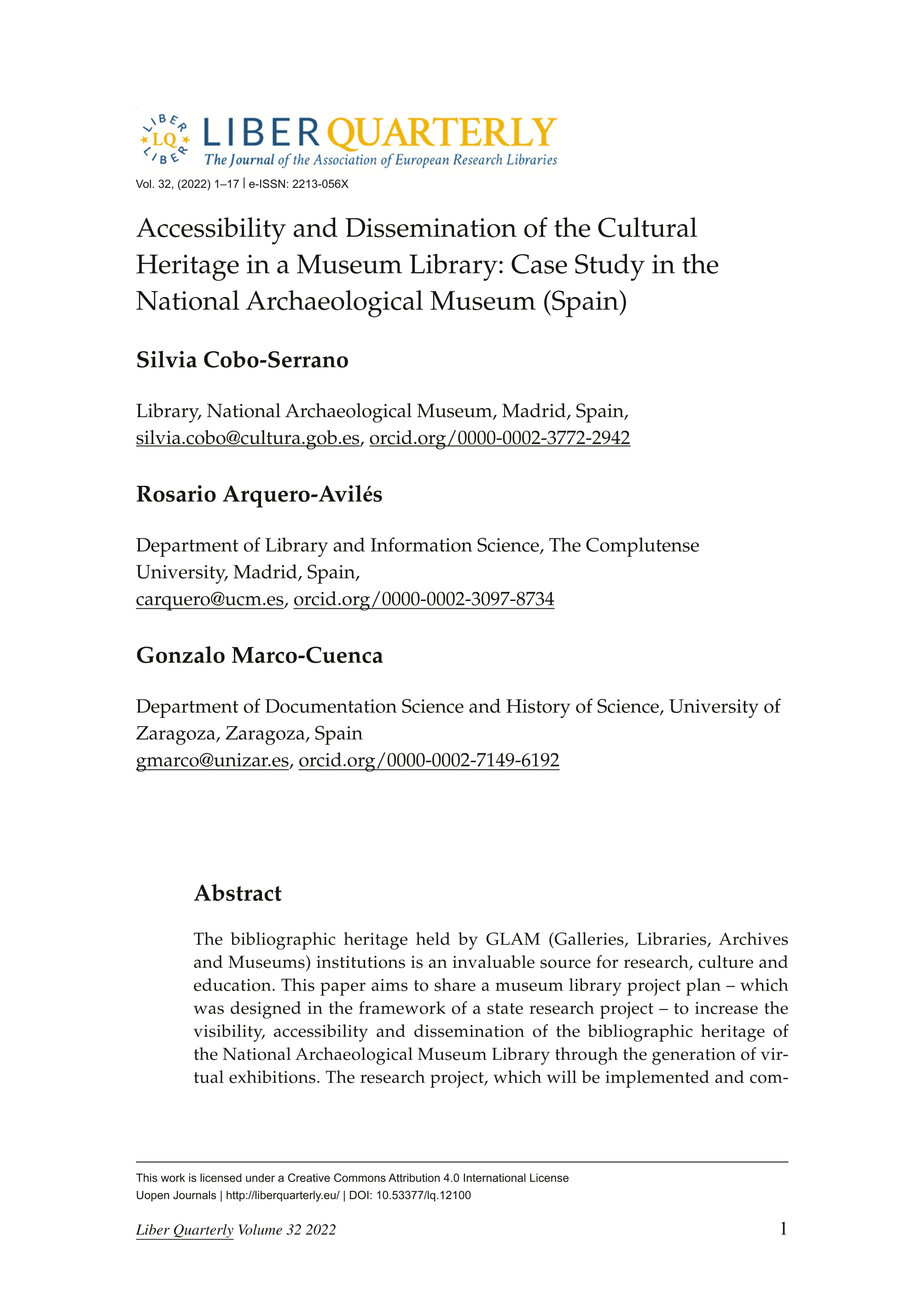 Accessibility and dissemination of the cultural heritage in a museum library: case study in the National Archaeological Museum (Spain)