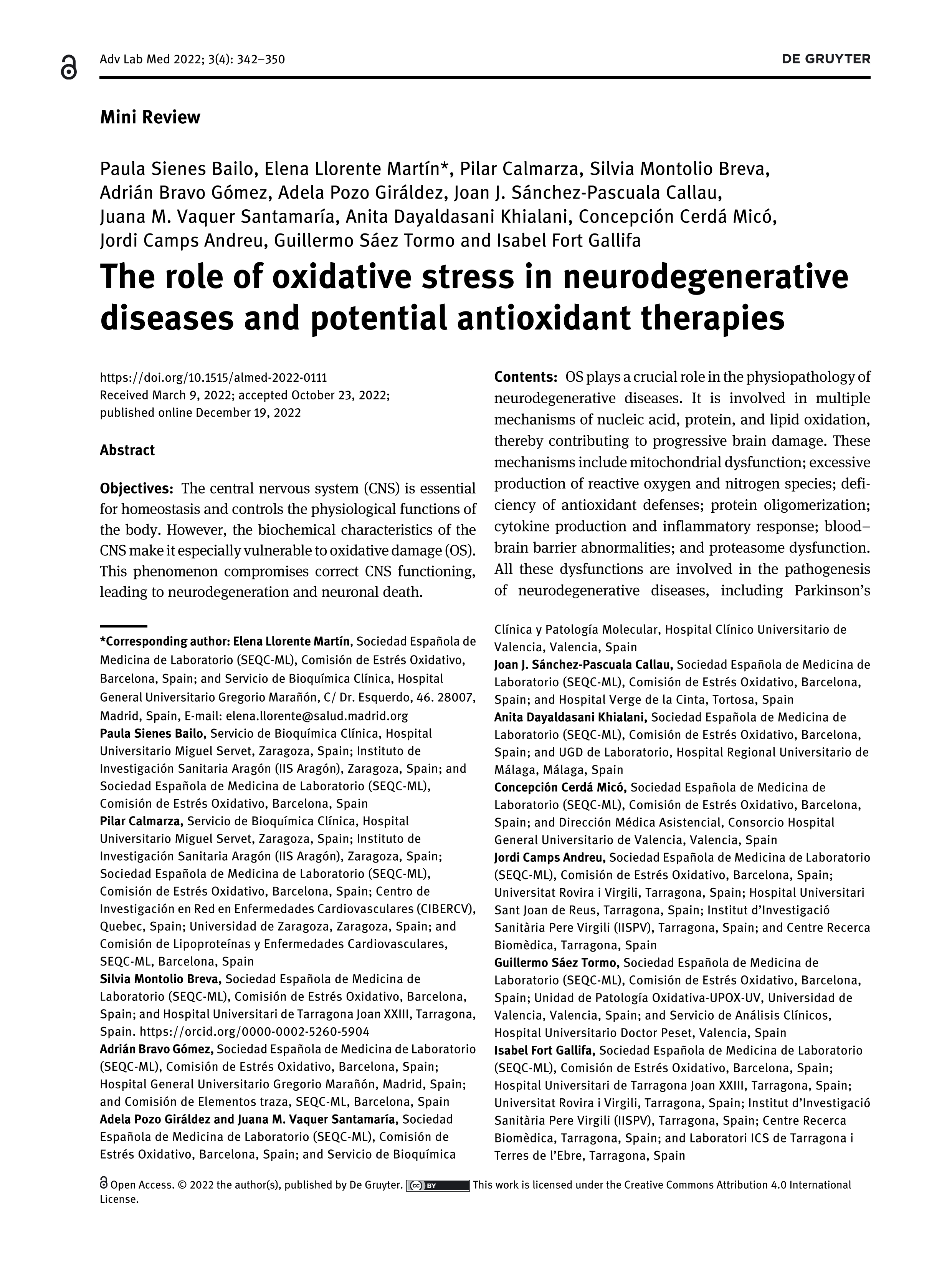 The role of oxidative stress in neurodegenerative diseases and potential antioxidant therapies