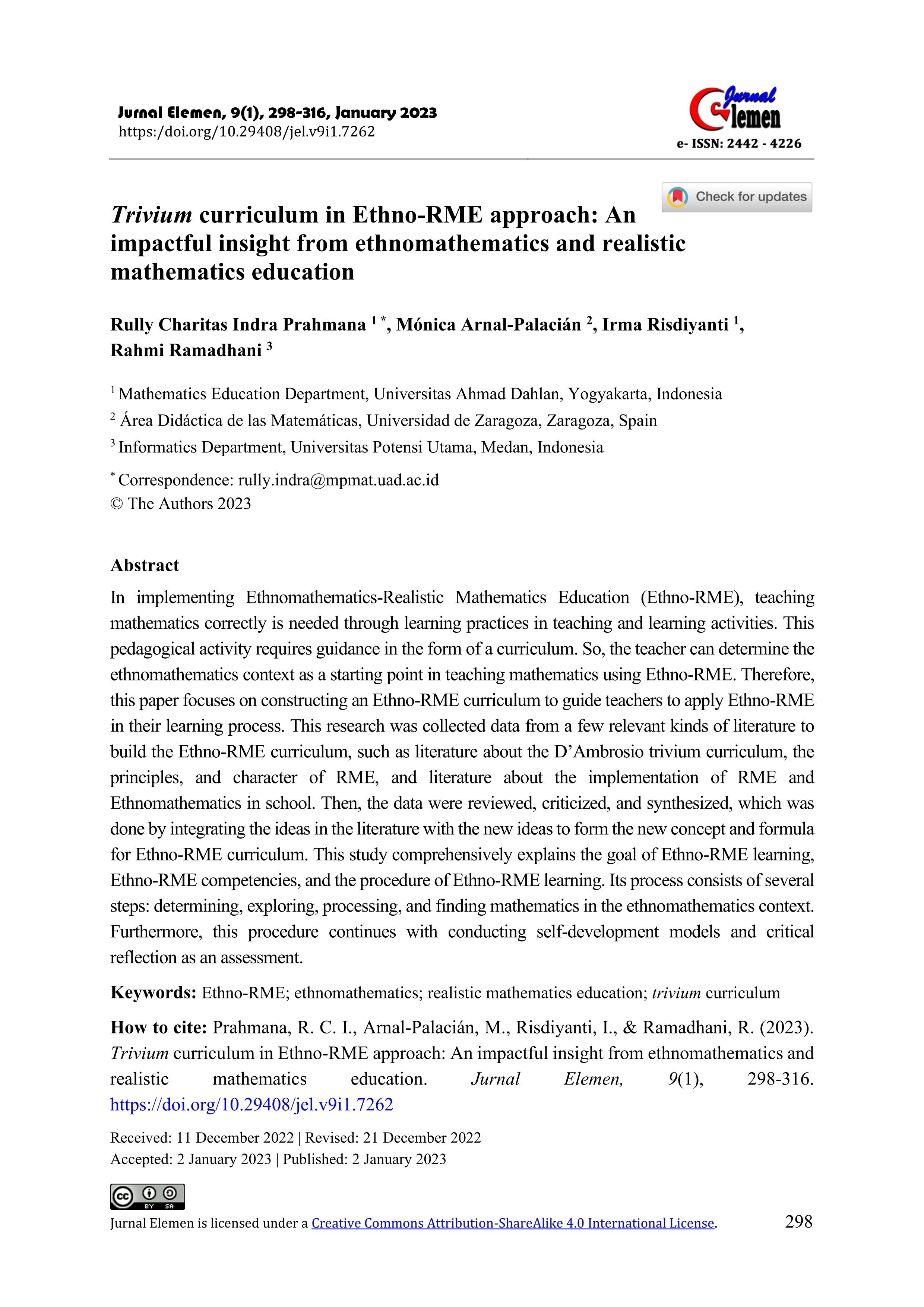 Trivium curriculum in Ethno-RME approach: an impactful insight from ethnomathematics and realistic mathematics education