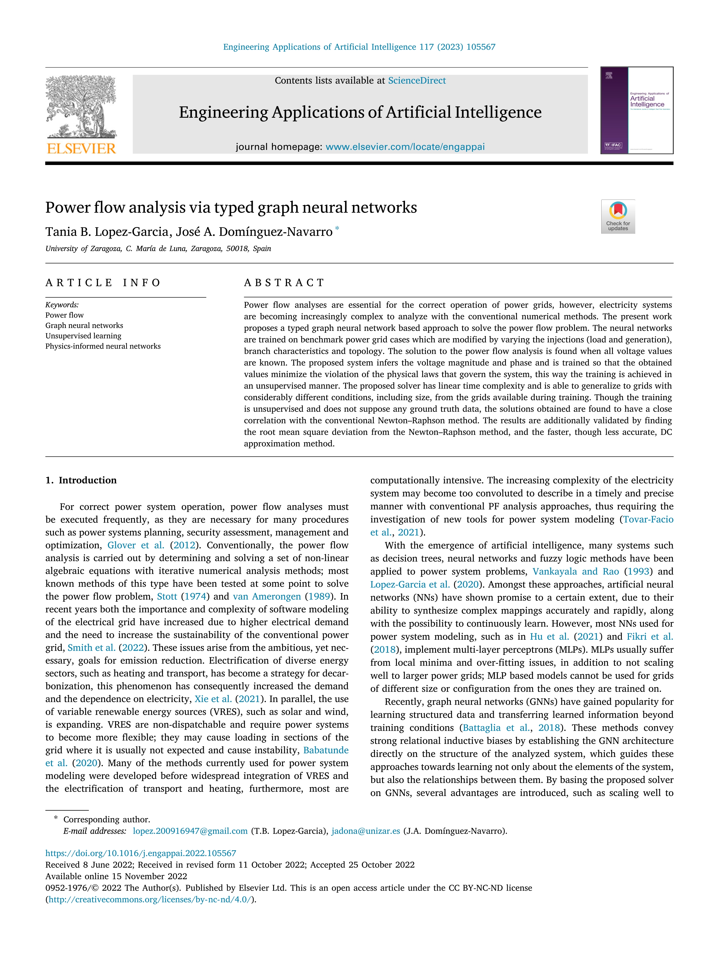 Power flow analysis via typed graph neural networks