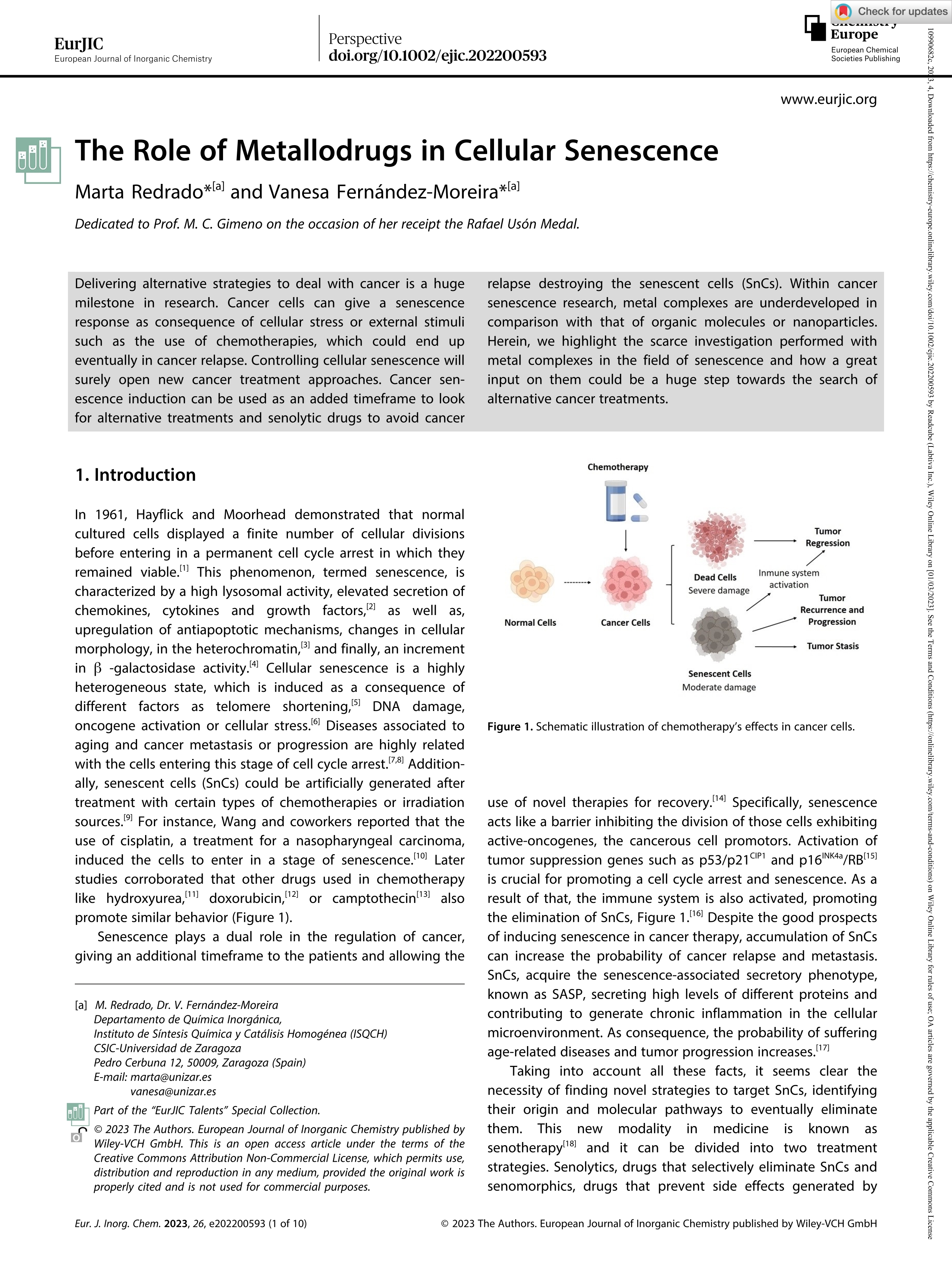 The role of metallodrugs in cellular senescence