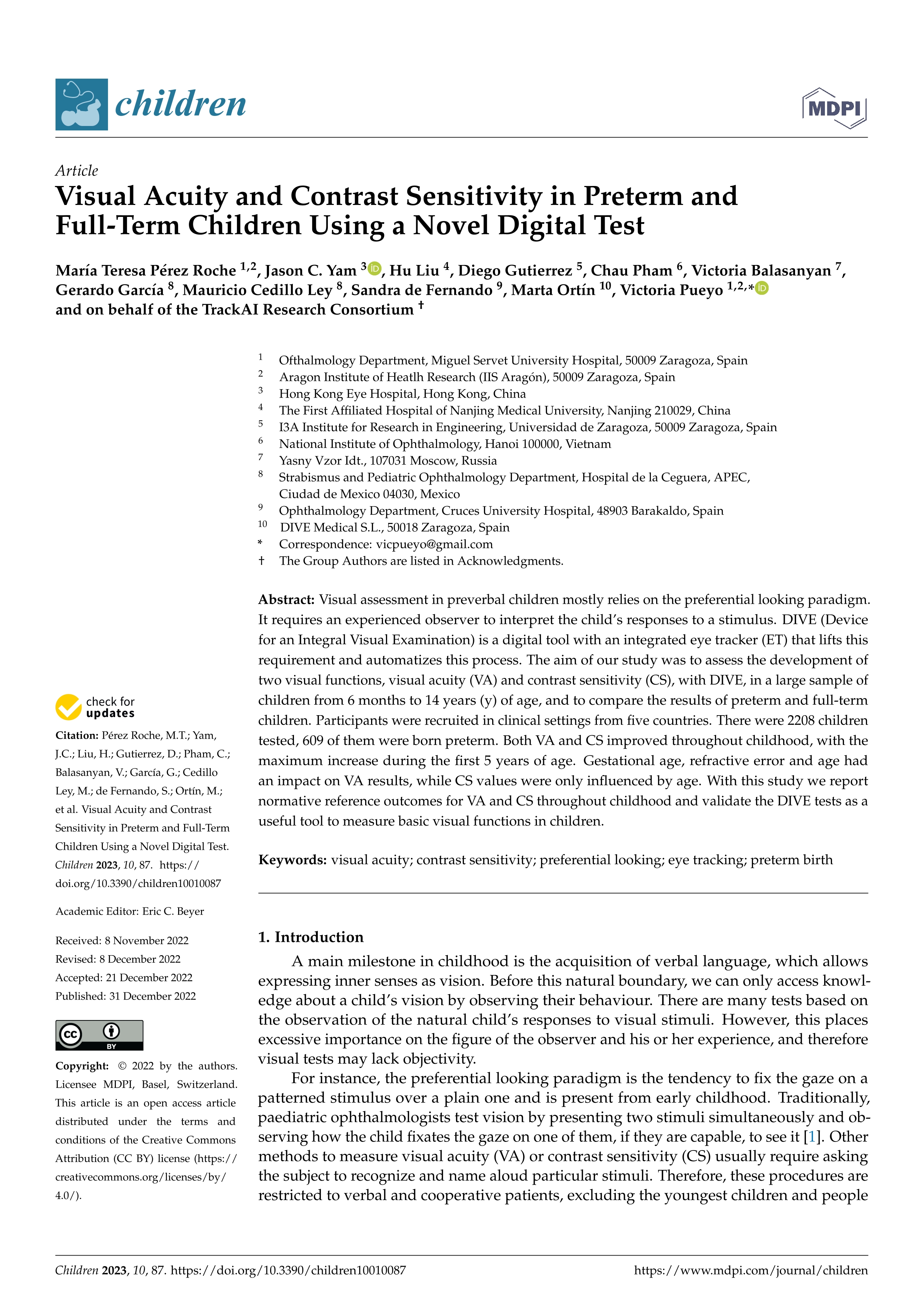 Visual acuity and contrast sensitivity in preterm and full-term children using a novel digital test