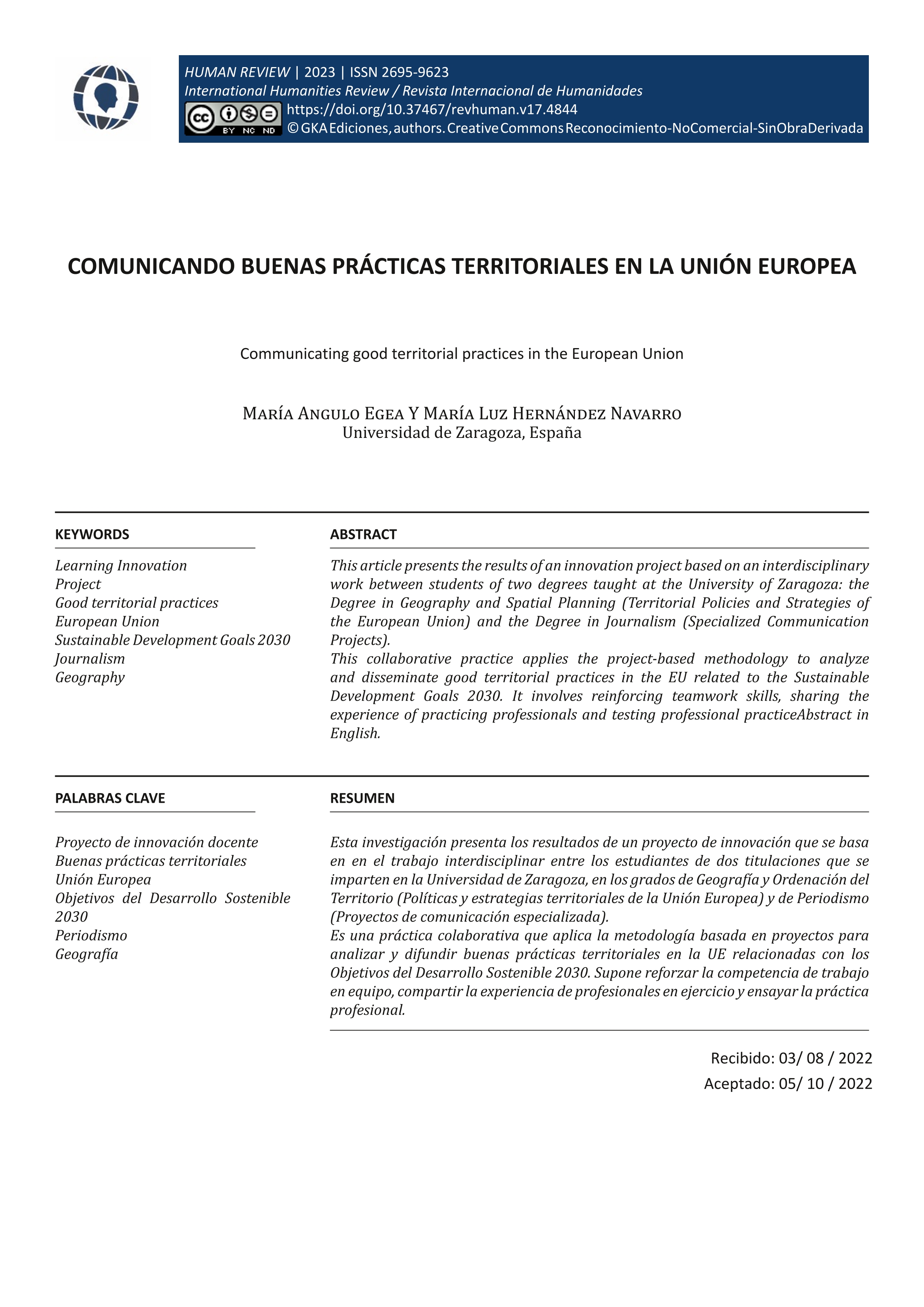 Comunicando buenas prácticas territoriales en la Unión Europea