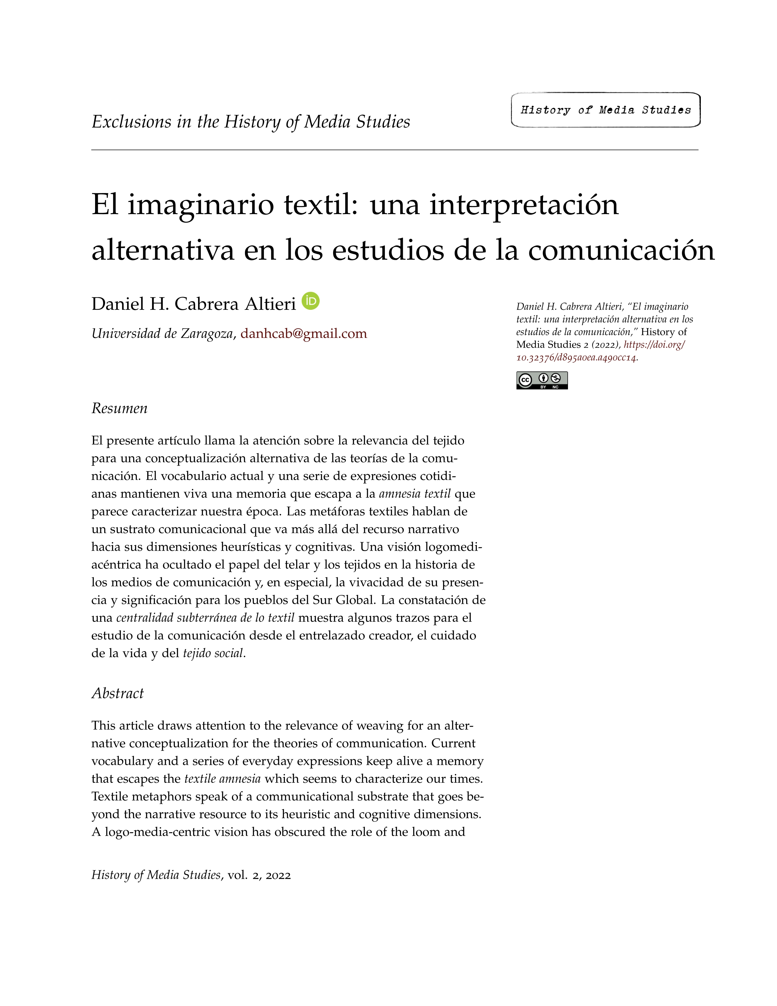 El imaginario textil: una interpretación alternativa en los estudios de la comunicación