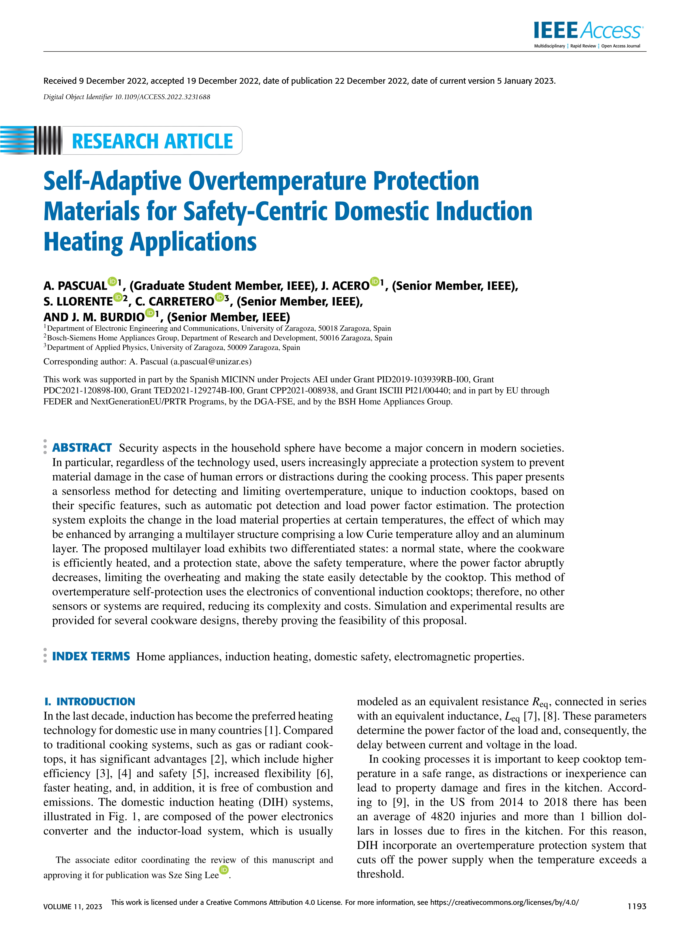 Self-adaptive overtemperature protection materials for safety-centric domestic induction heating applications