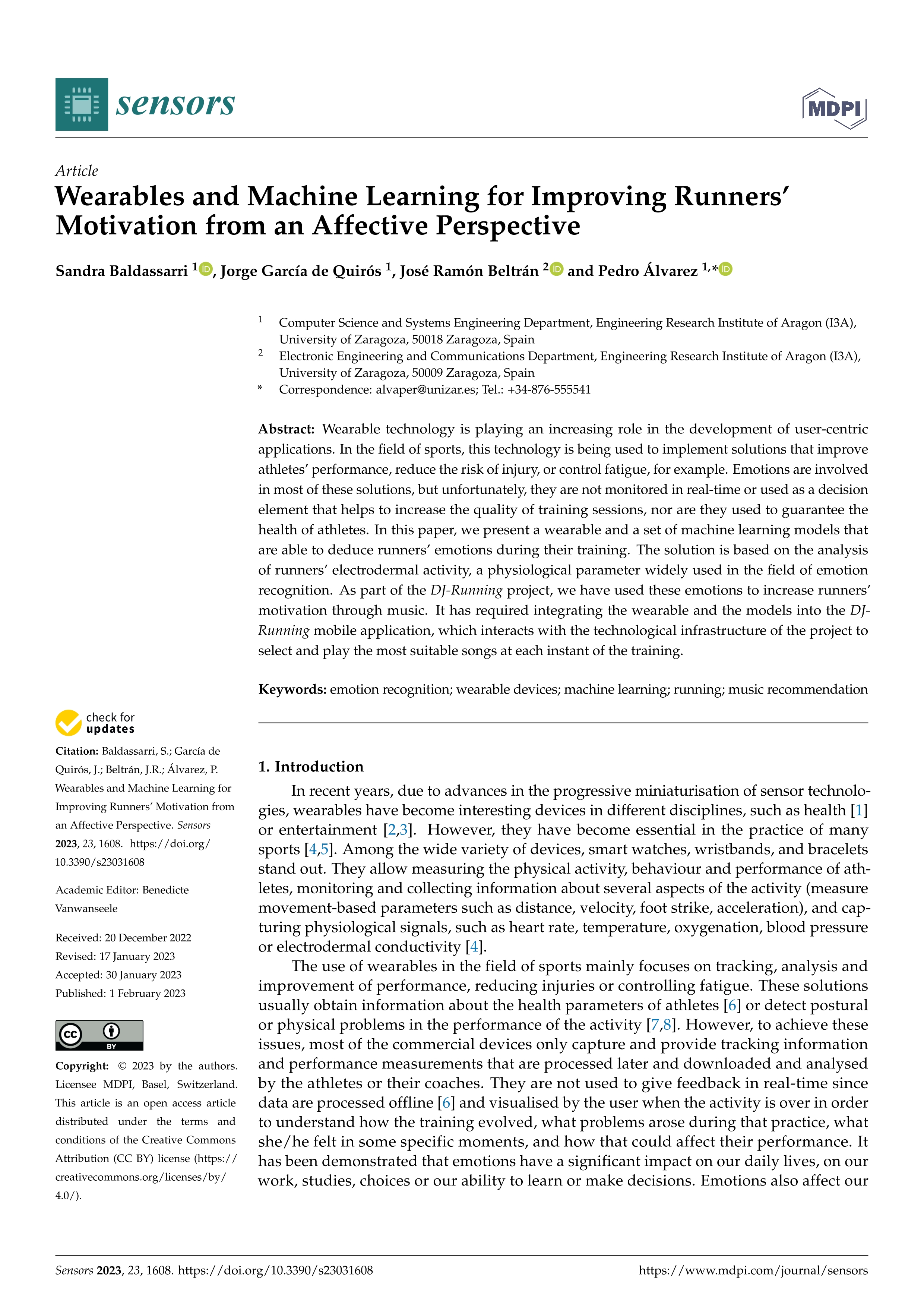 Wearables and machine learning for improving runners’ motivation from an affective perspective