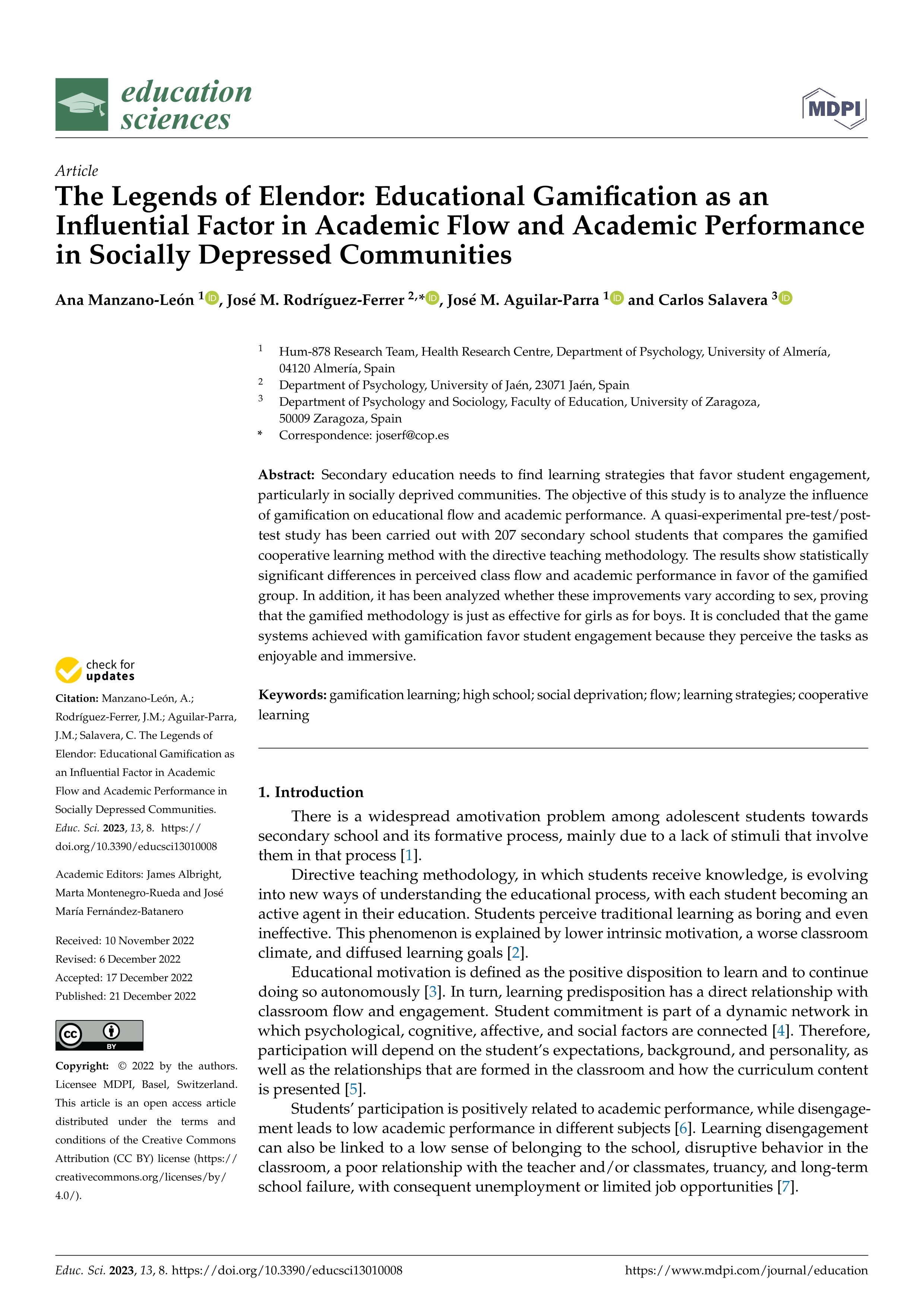 The legends of Elendor: educational gamification as an influential factor in academic flow and academic performance in socially depressed communities