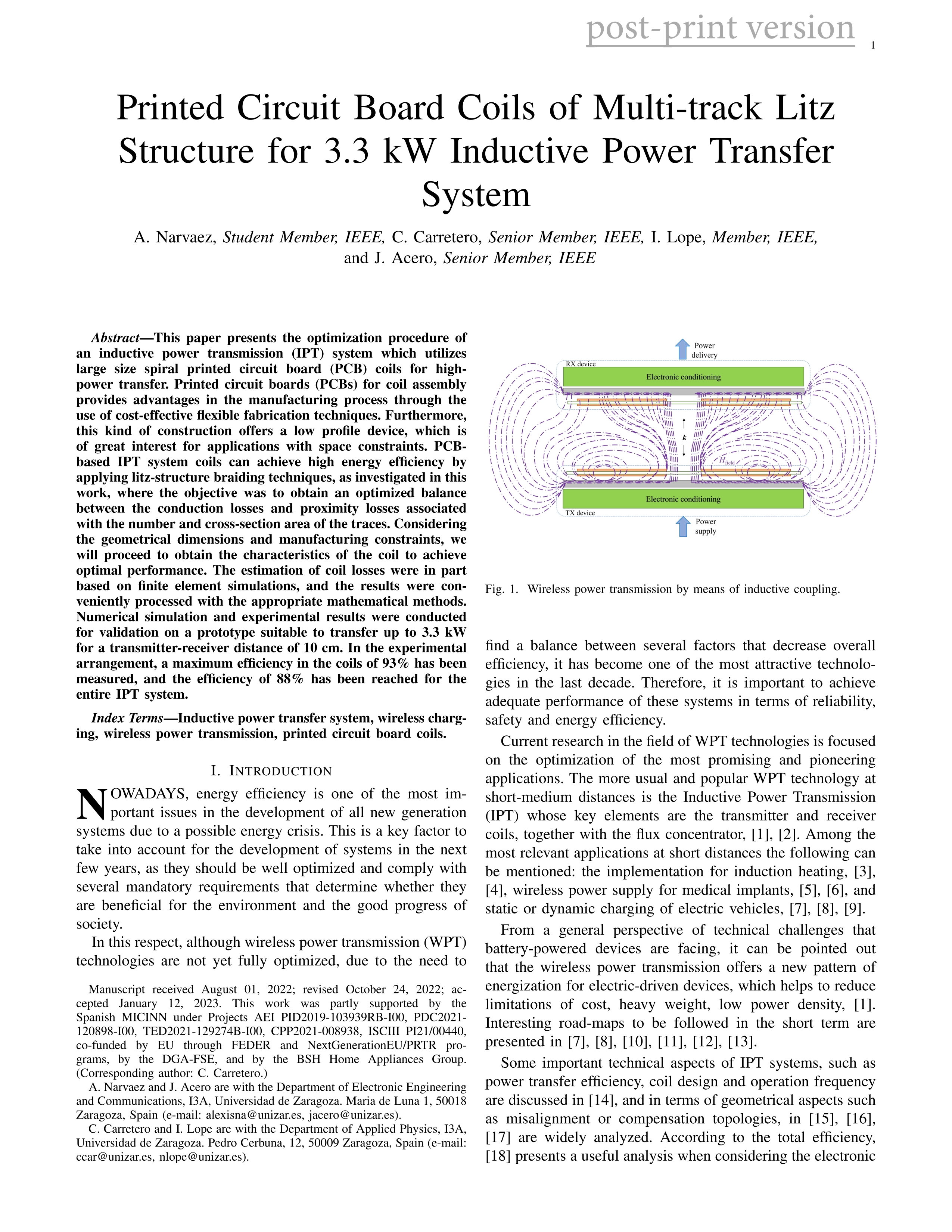 Printed circuit board coils of multi-track litz structure for 3.3 kW inductive power transfer system