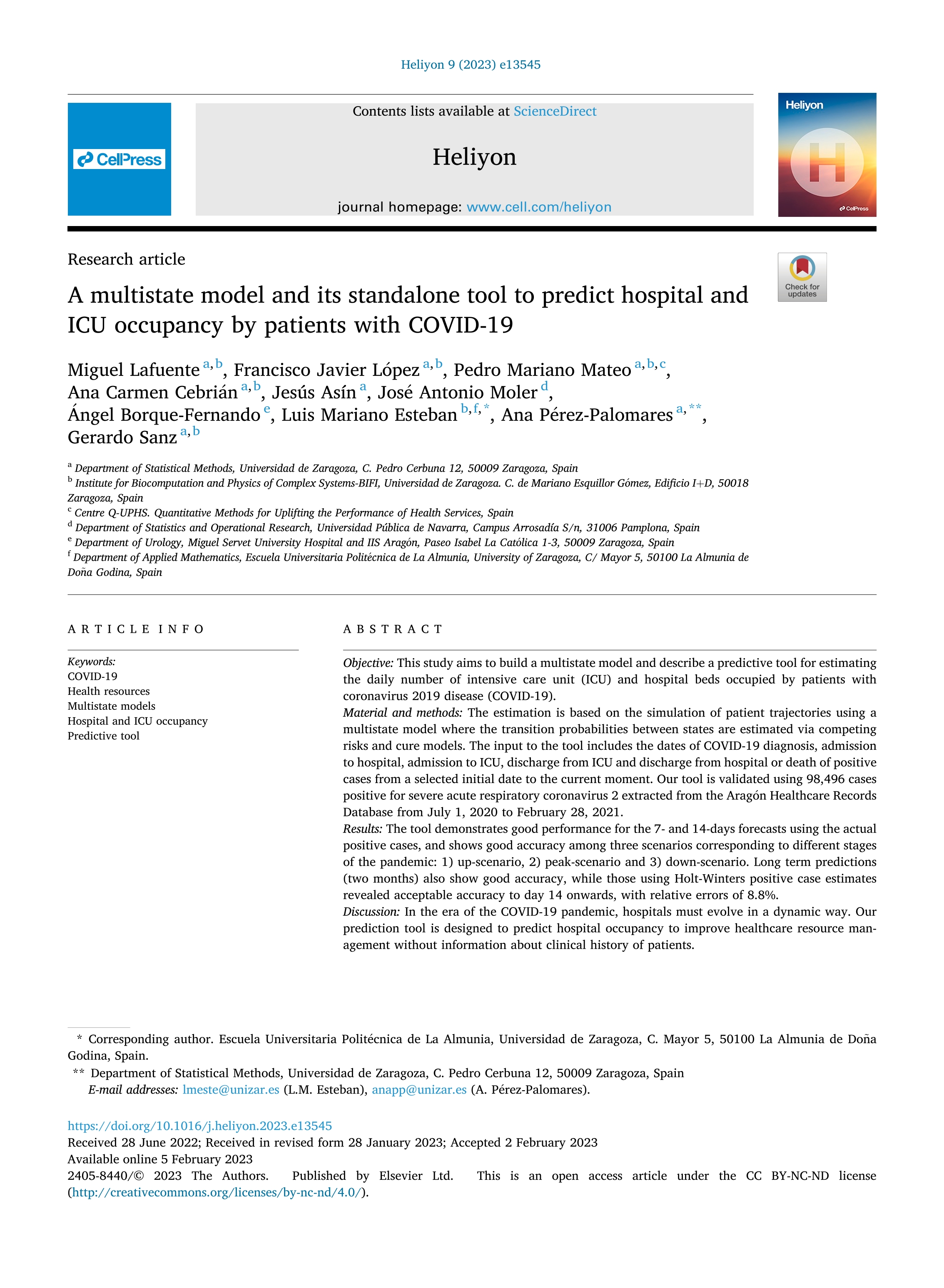 A multistate model and its standalone tool to predict hospital and ICU occupancy by patients with COVID-19