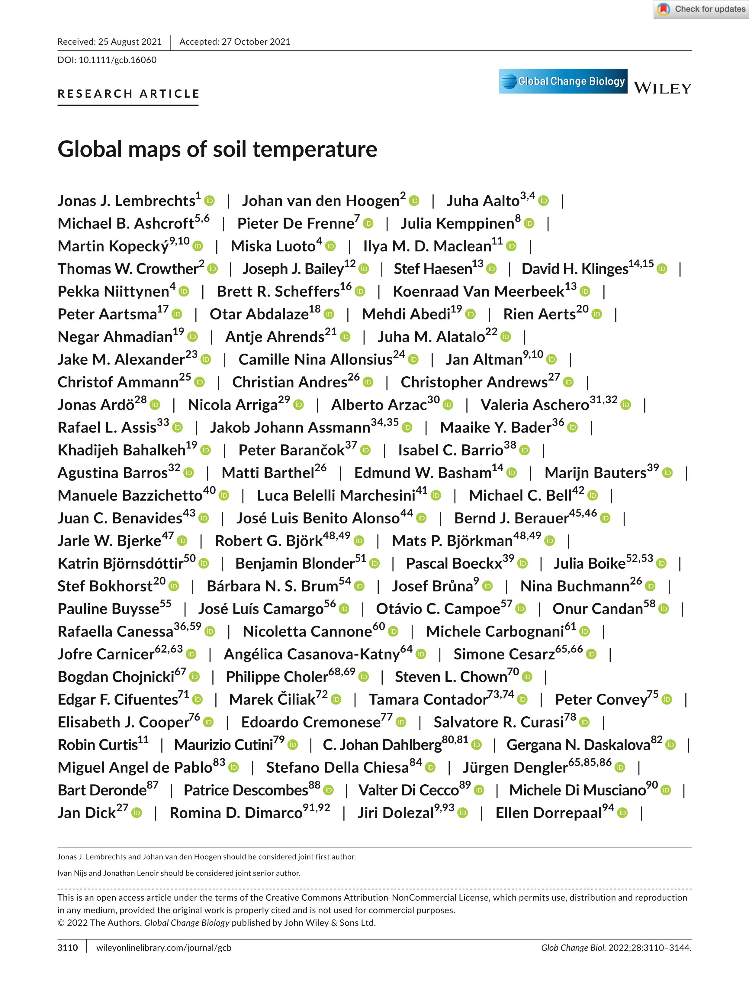 Global maps of soil temperature