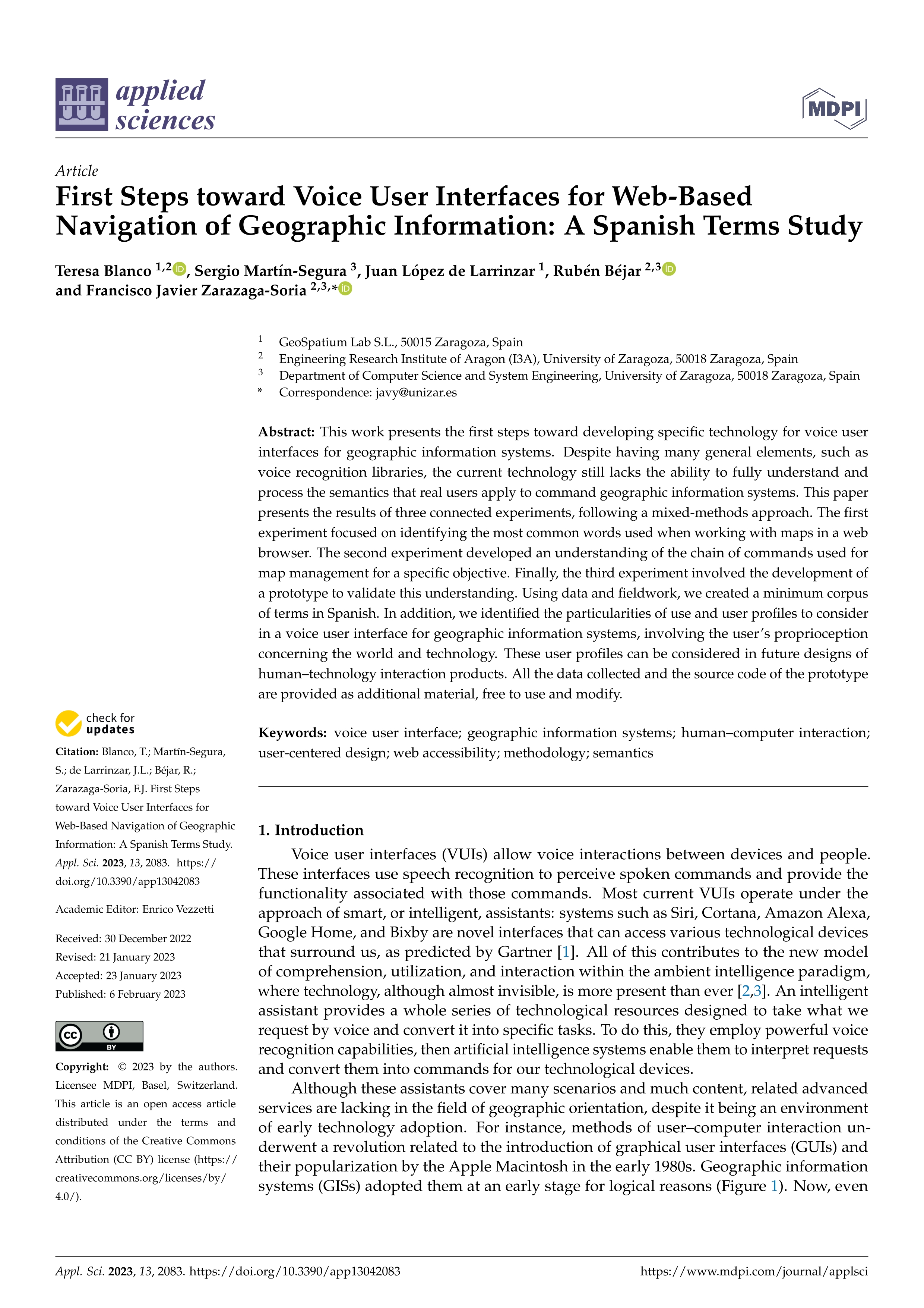 First steps toward voice user interfaces for web-based navigation of geographic information: A Spanish terms study