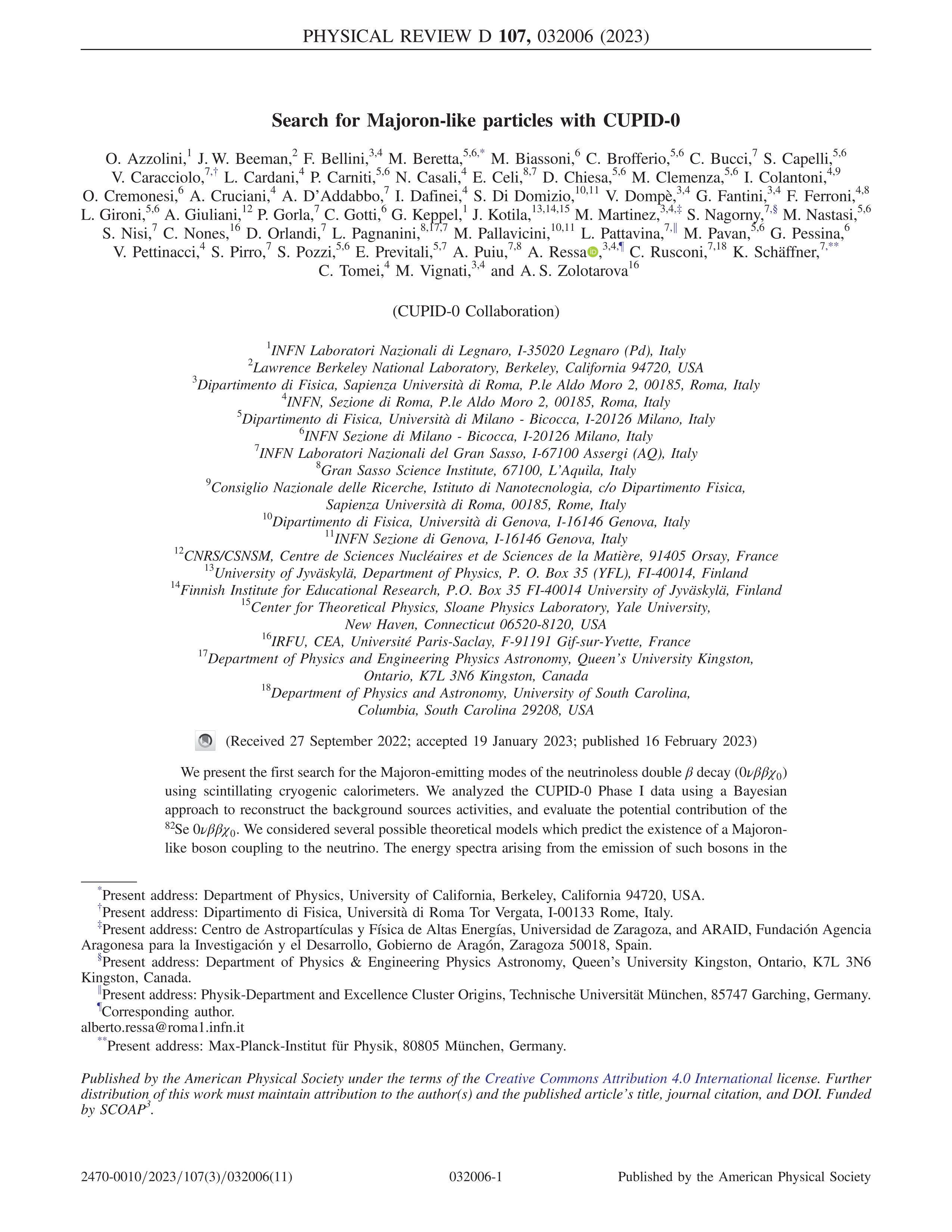 Search for Majoron-like particles with CUPID-0