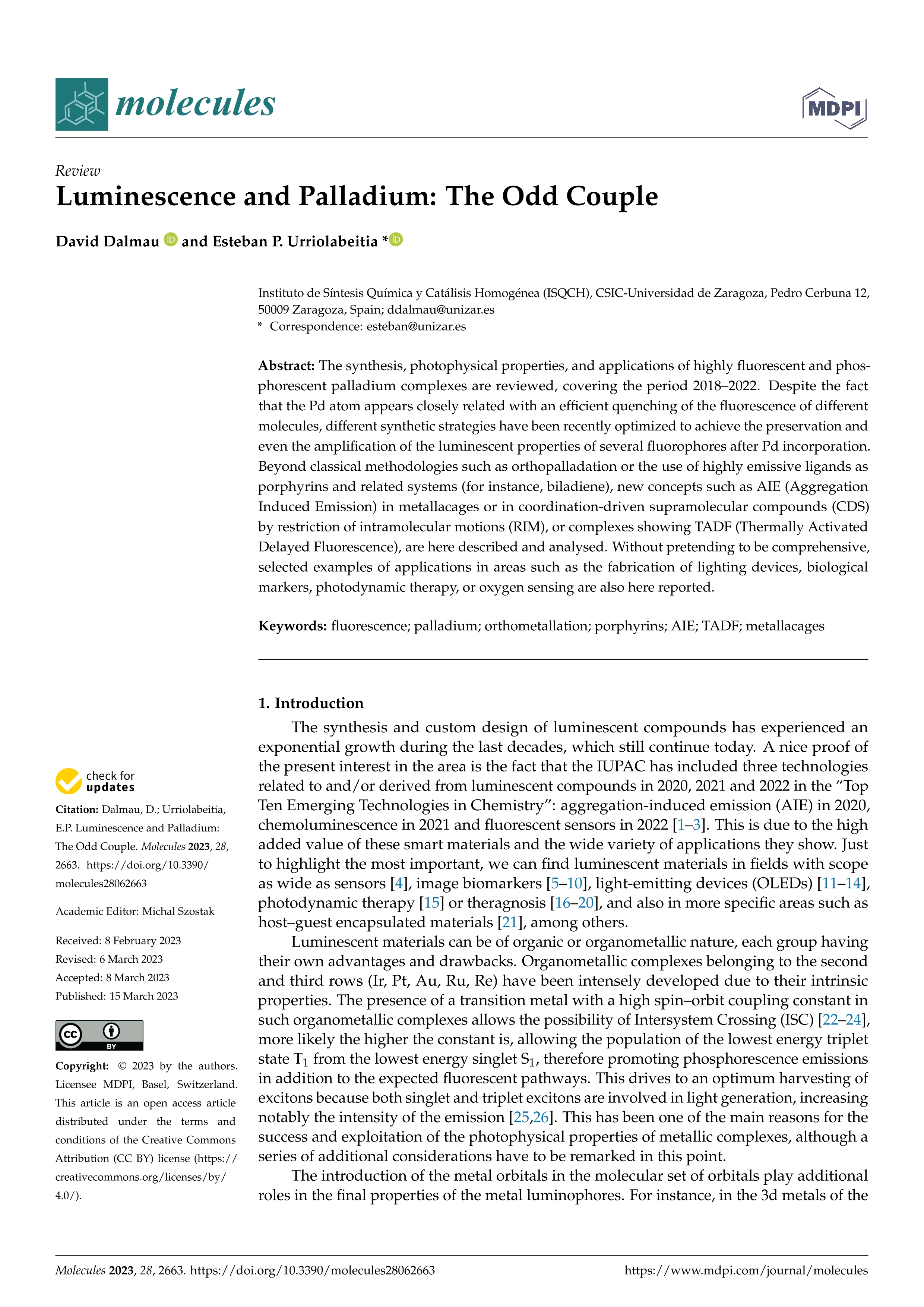 Luminescence and Palladium: the Odd couple