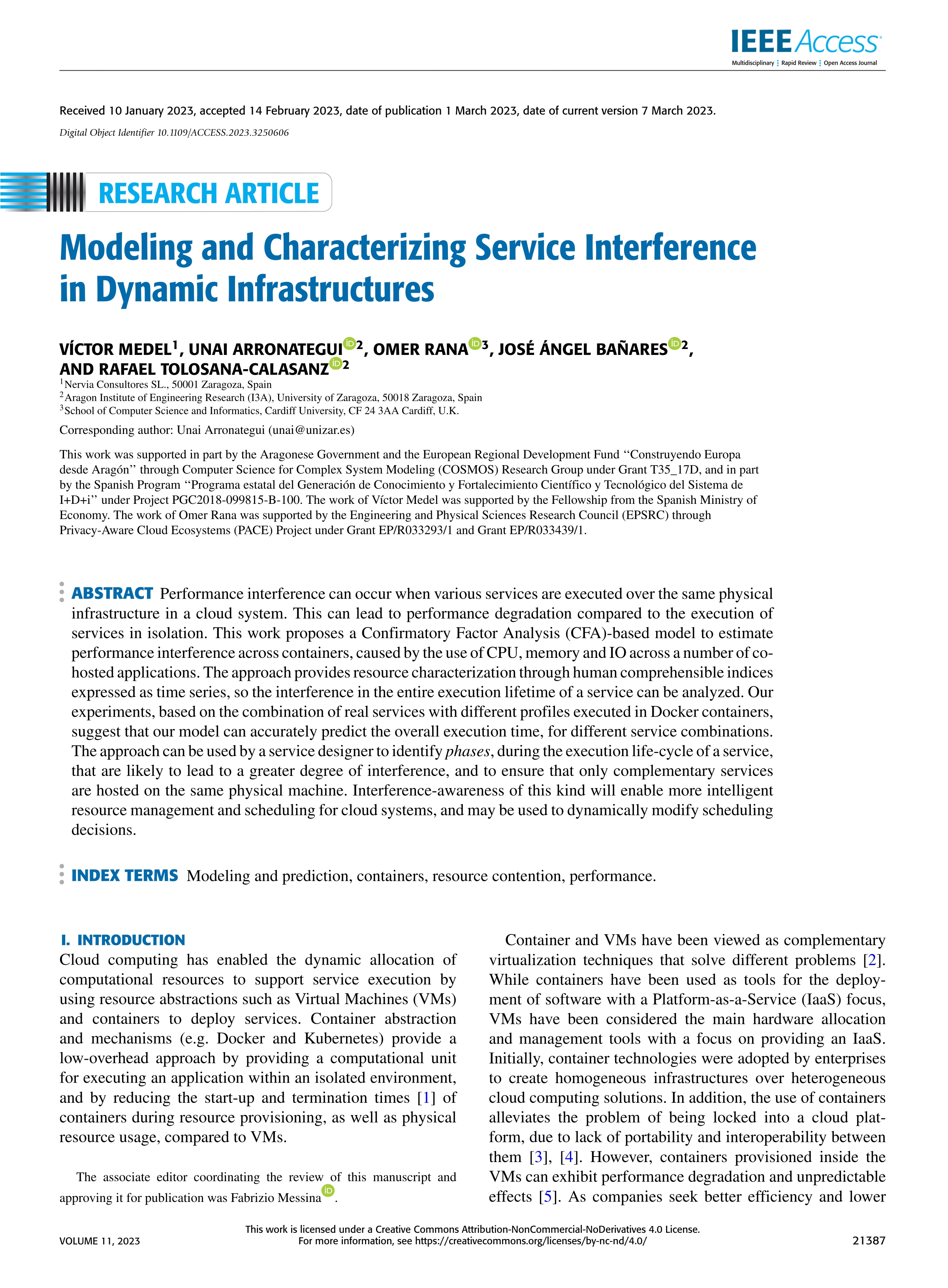 Modeling and characterizing service interference in dynamic infrastructures