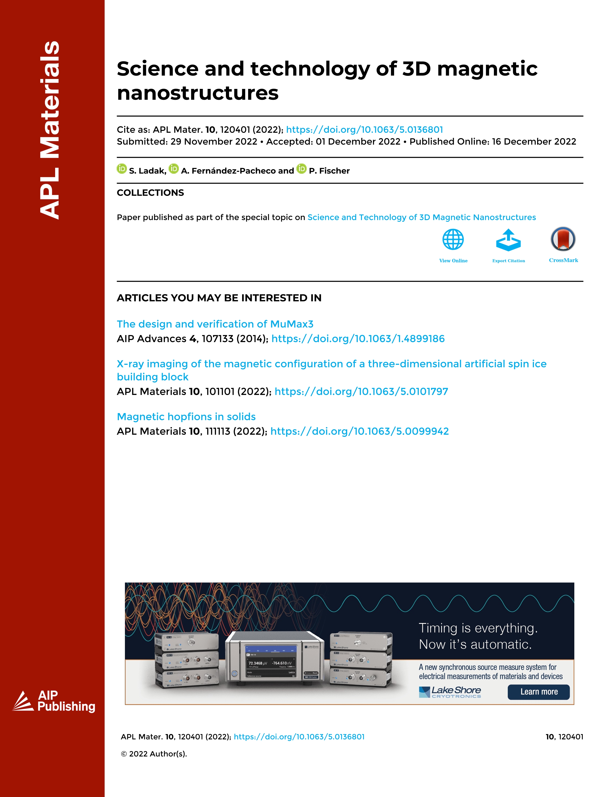 Science and technology of 3D magnetic nanostructures