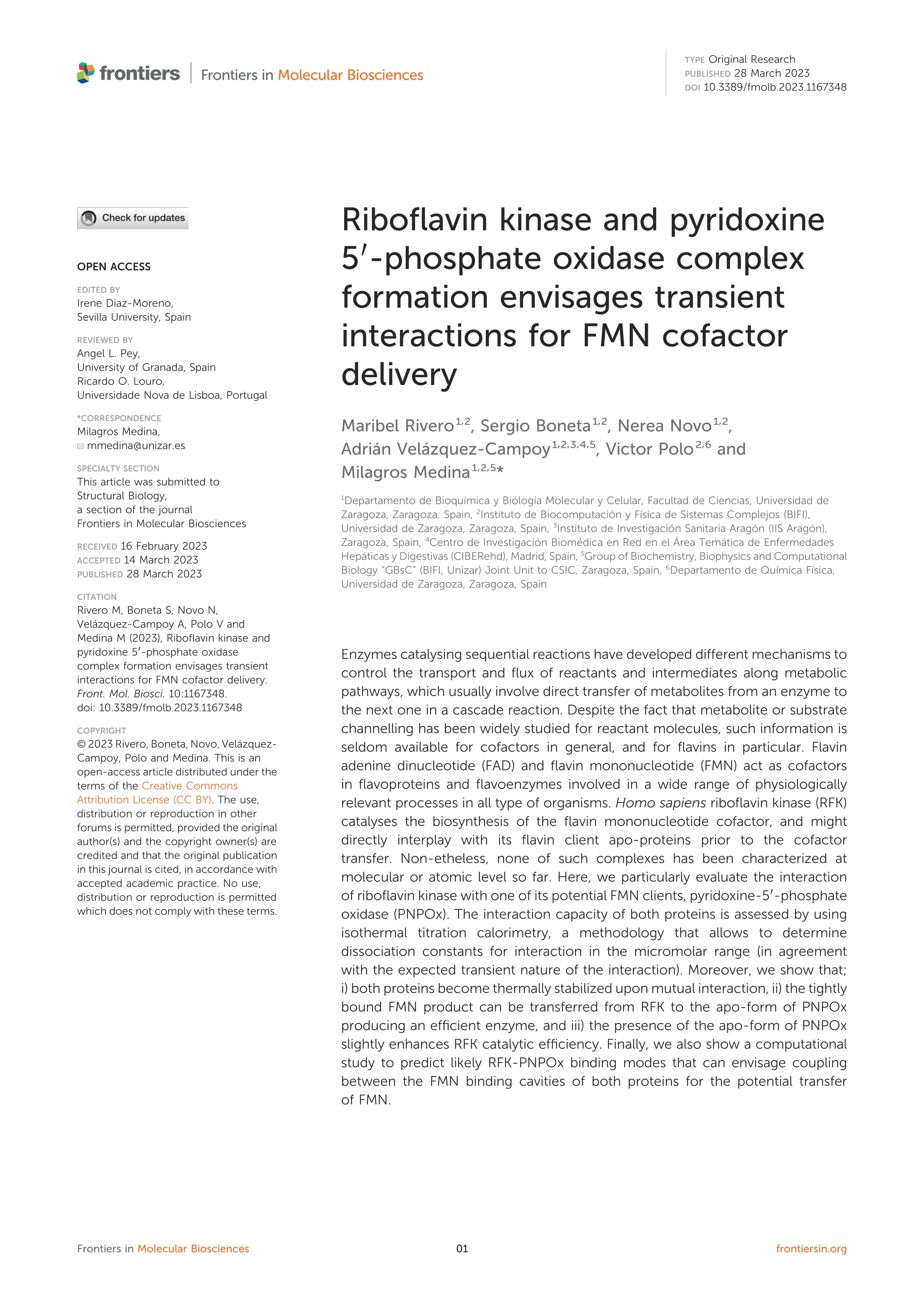 Riboflavin kinase and pyridoxine 5'-phosphate oxidase complex formation envisages transient interactions for FMN cofactor delivery