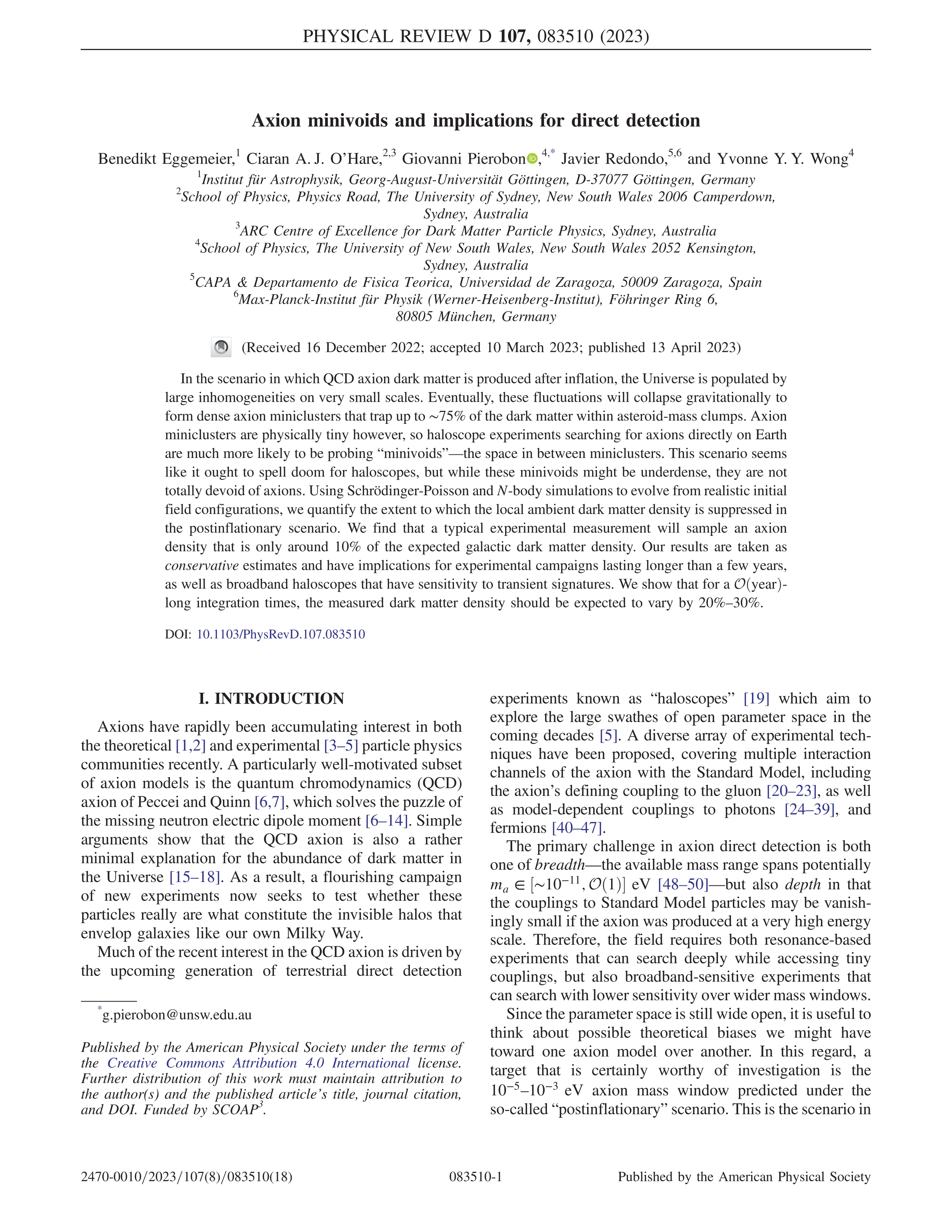 Axion minivoids and implications for direct detection