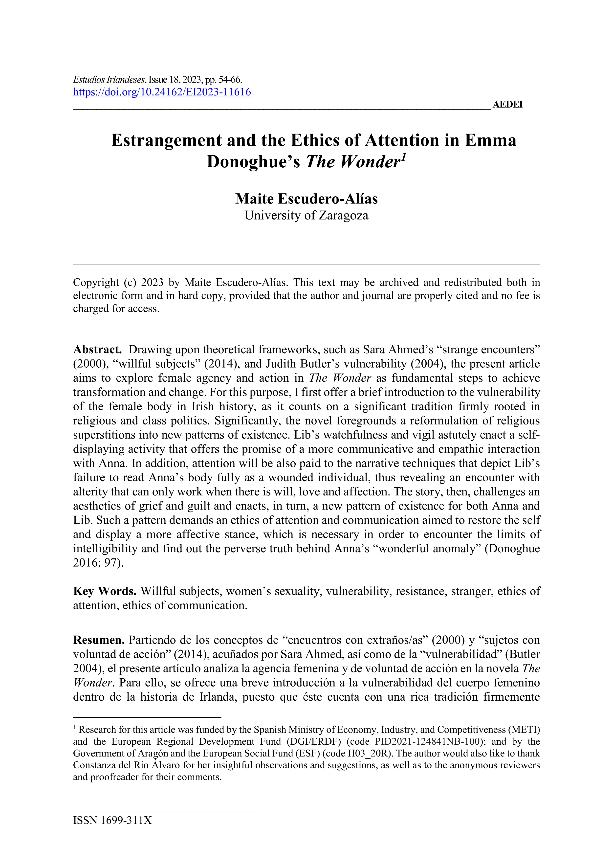 Estrangement and the ethics of attention in Emma Donoghue’s the wonder