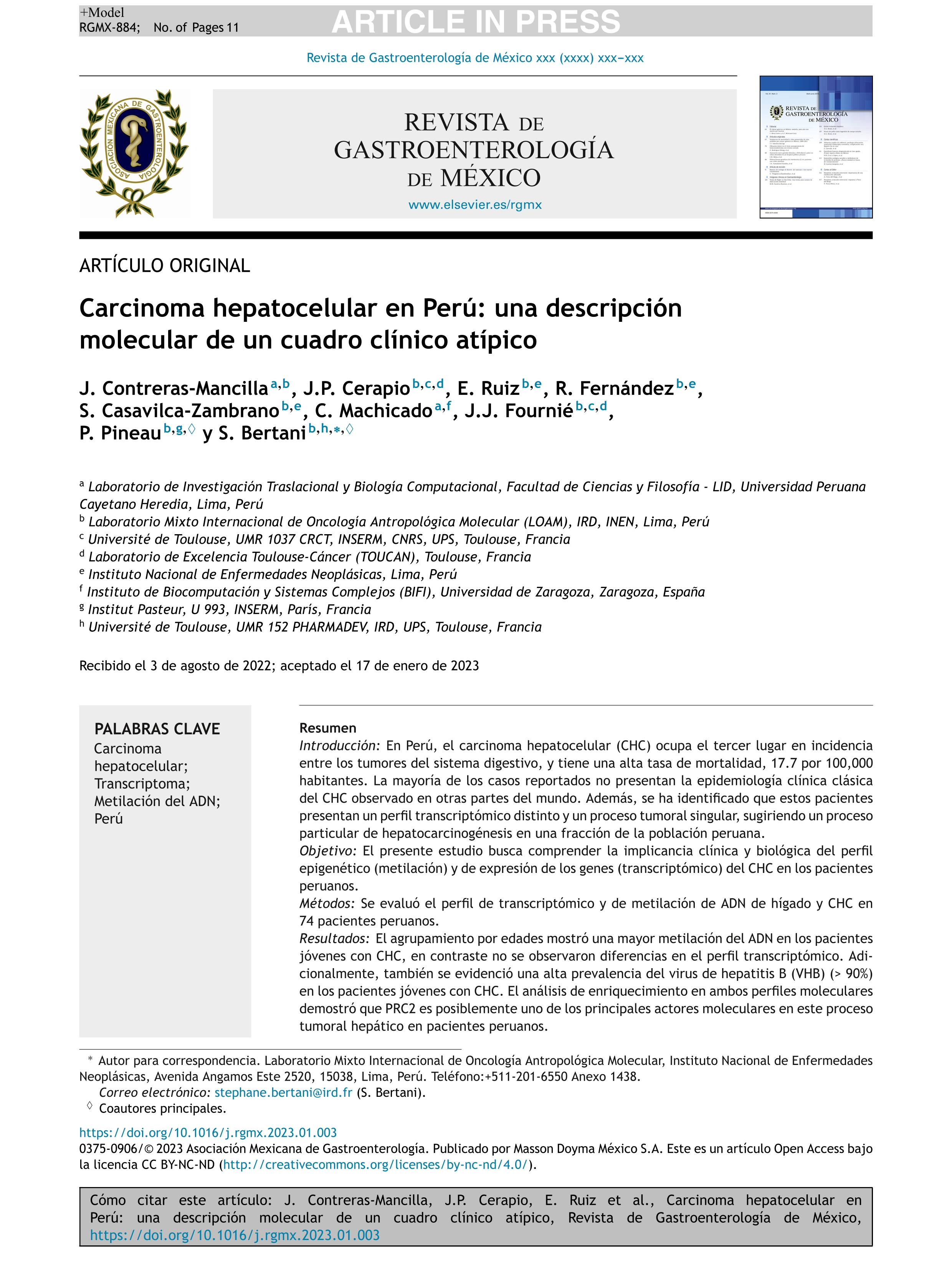 Carcinoma hepatocelular en Perú: una descripción molecular de un cuadro clínico atípico