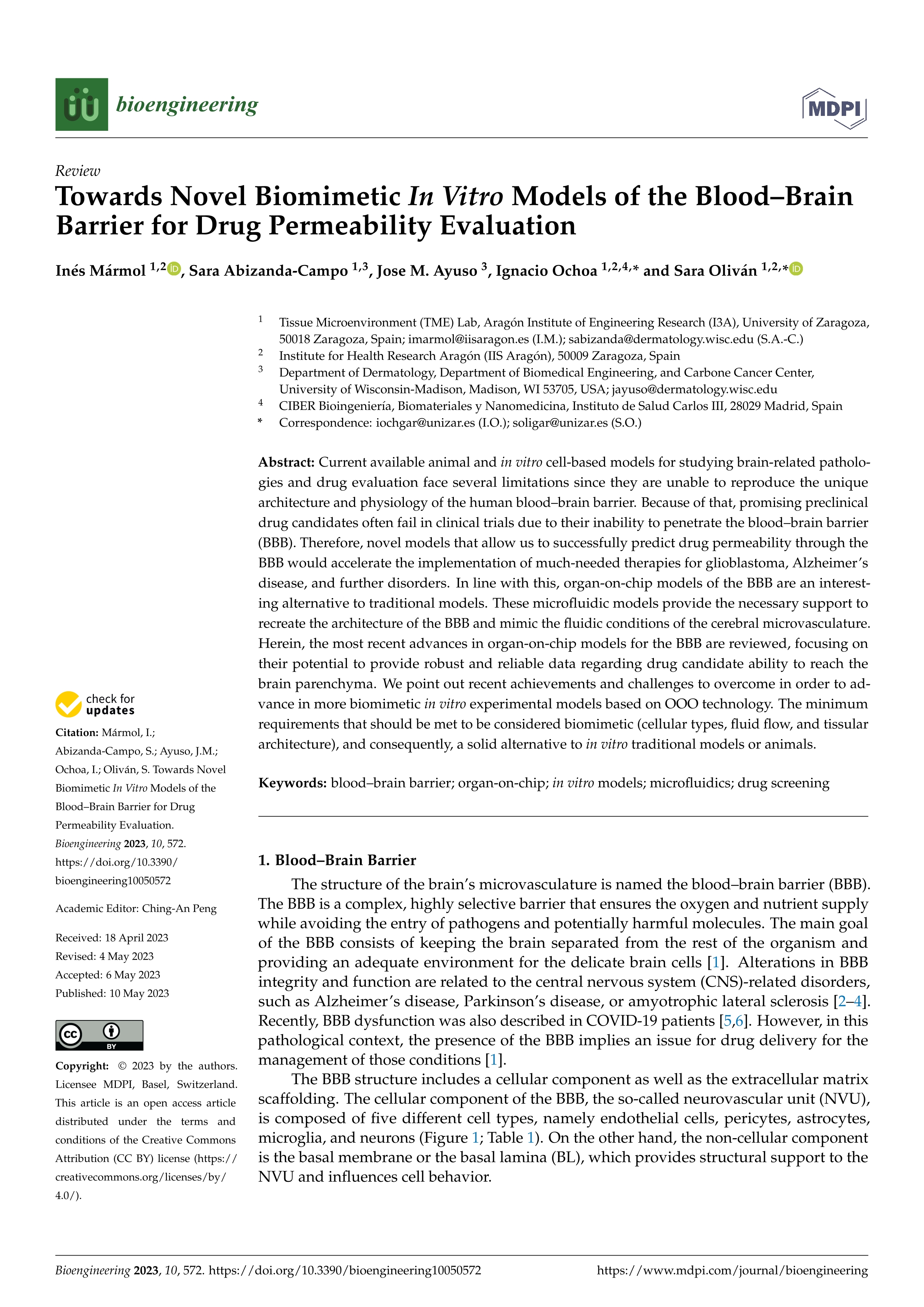 Towards novel biomimetic in vitro models of the blood-brain barrier for drug permeability evaluation