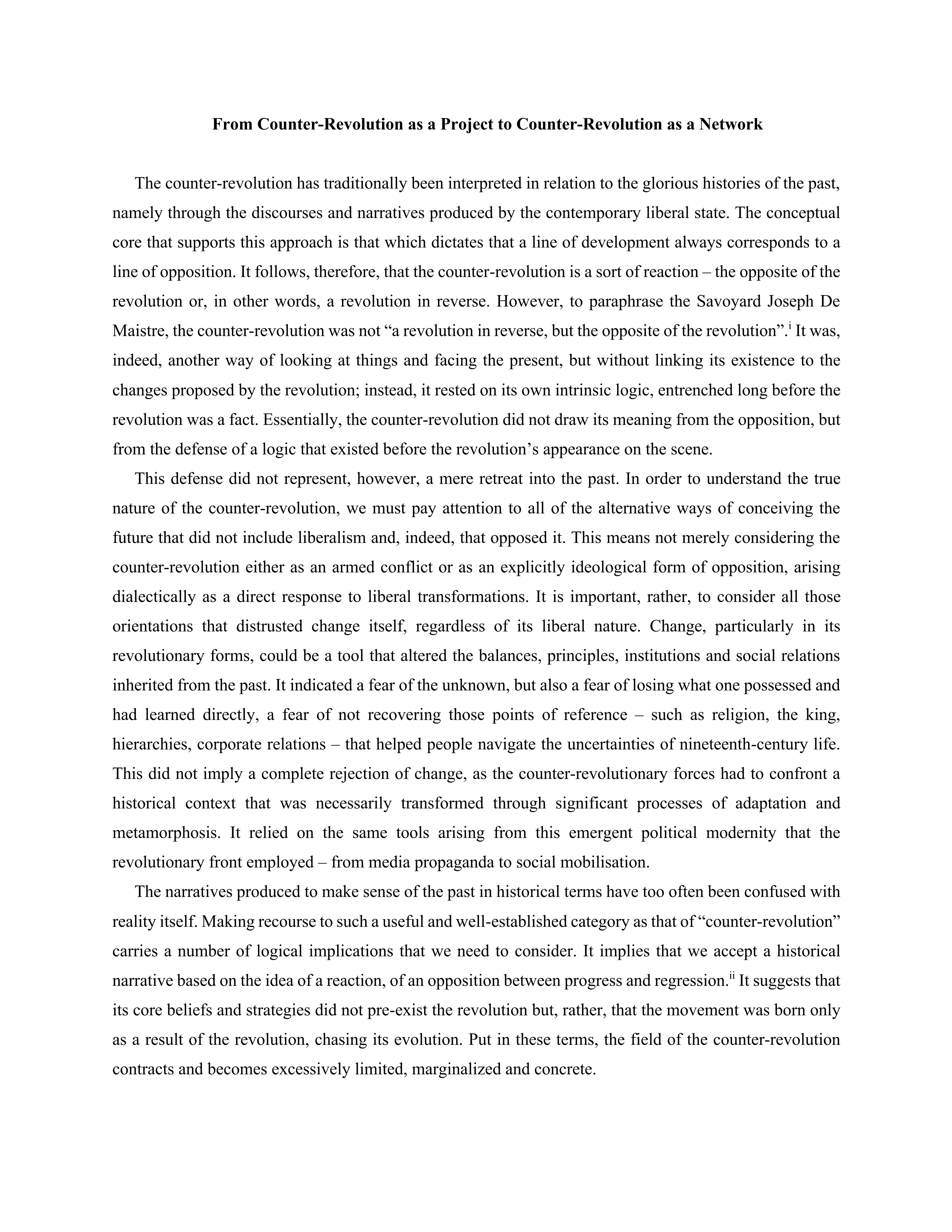 From Counter-Revolution as a Project to Counter-Revolution as a Network