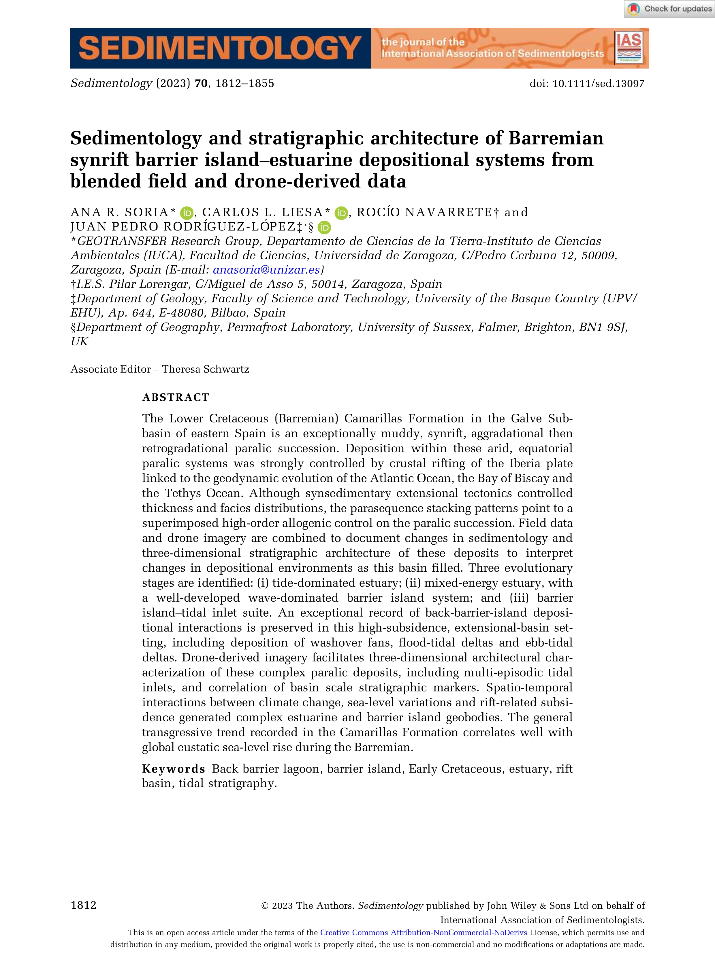 Sedimentology and stratigraphic architecture of Barremian synrift barrier island–estuarine depositional systems from blended field and drone-derived data