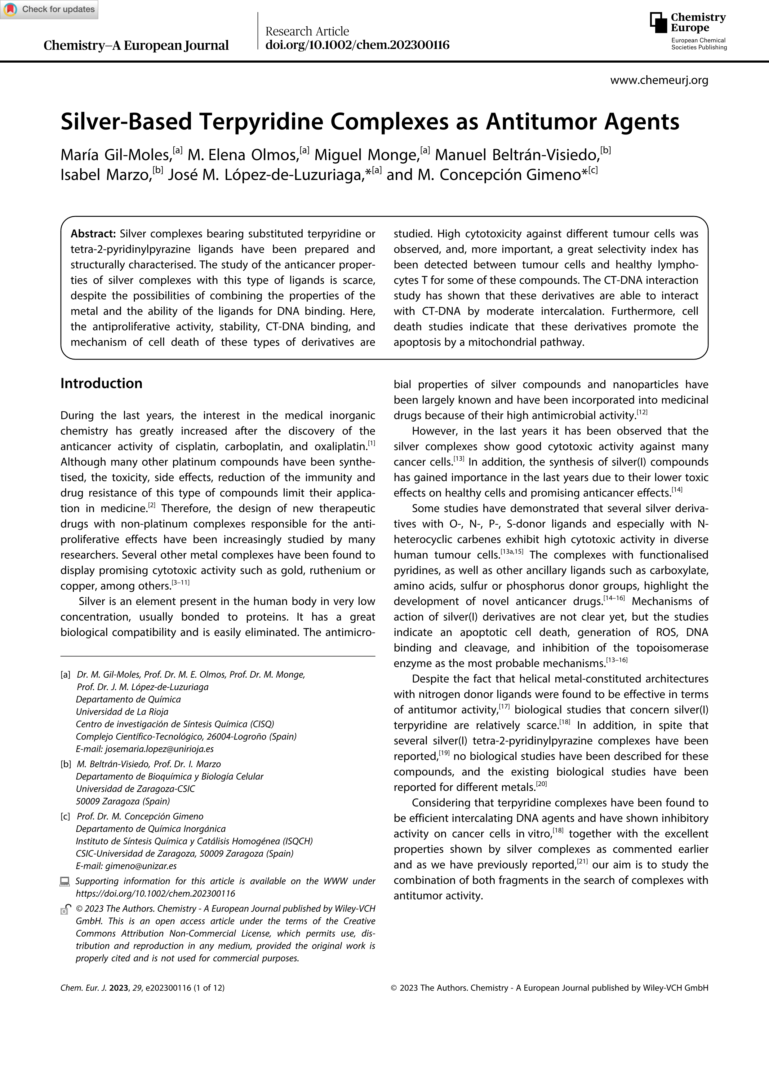 Silver-based terpyridine complexes as antitumor agents