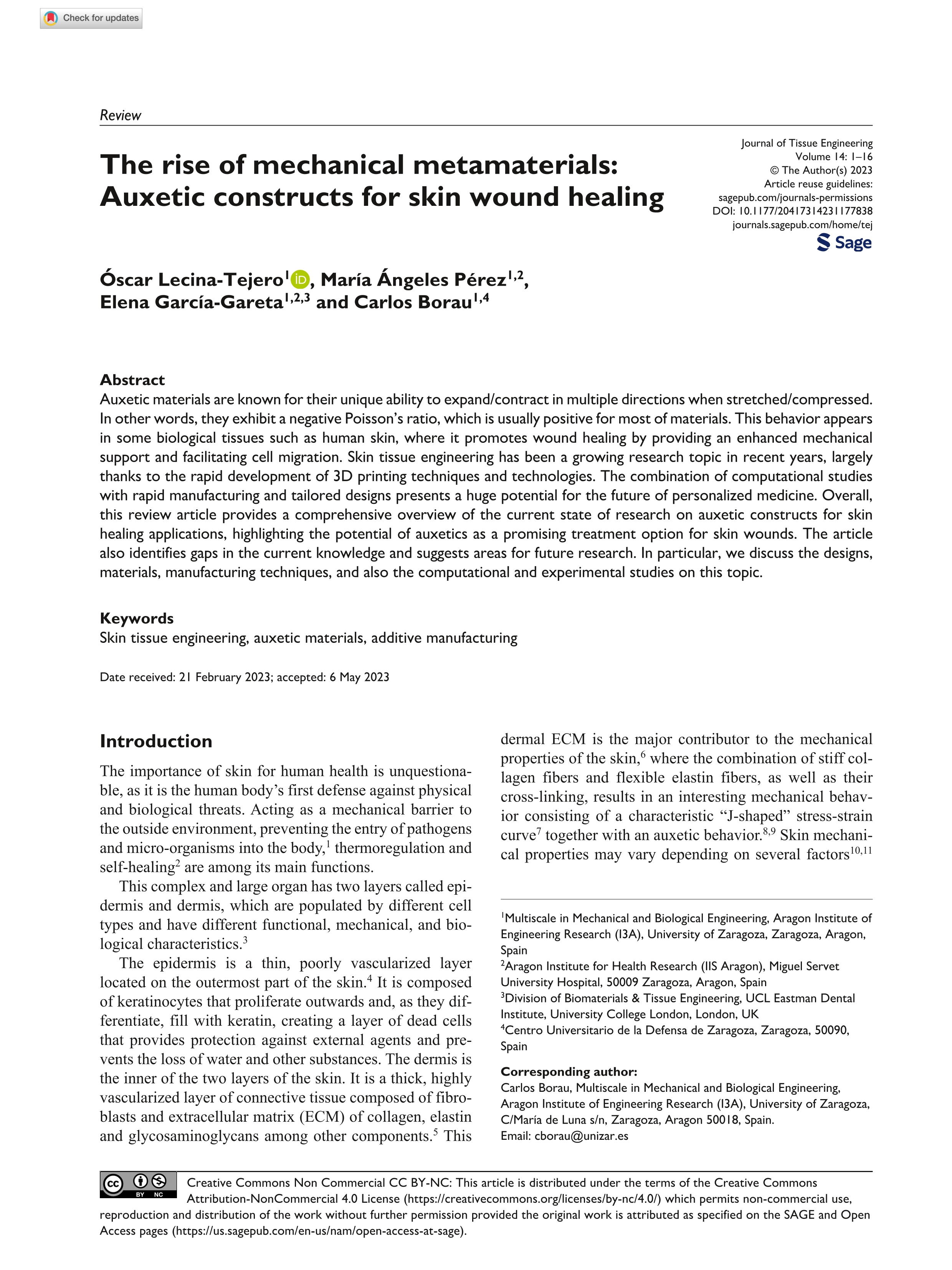 The rise of mechanical metamaterials: Auxetic constructs for skin wound healing