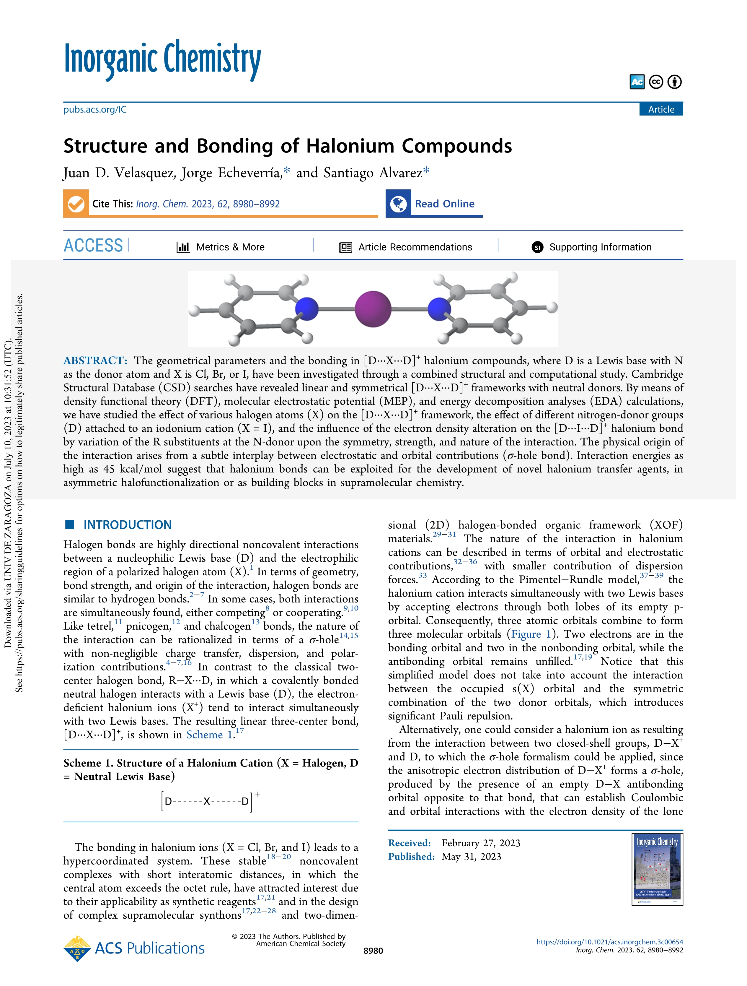 Structure and bonding of halonium compounds