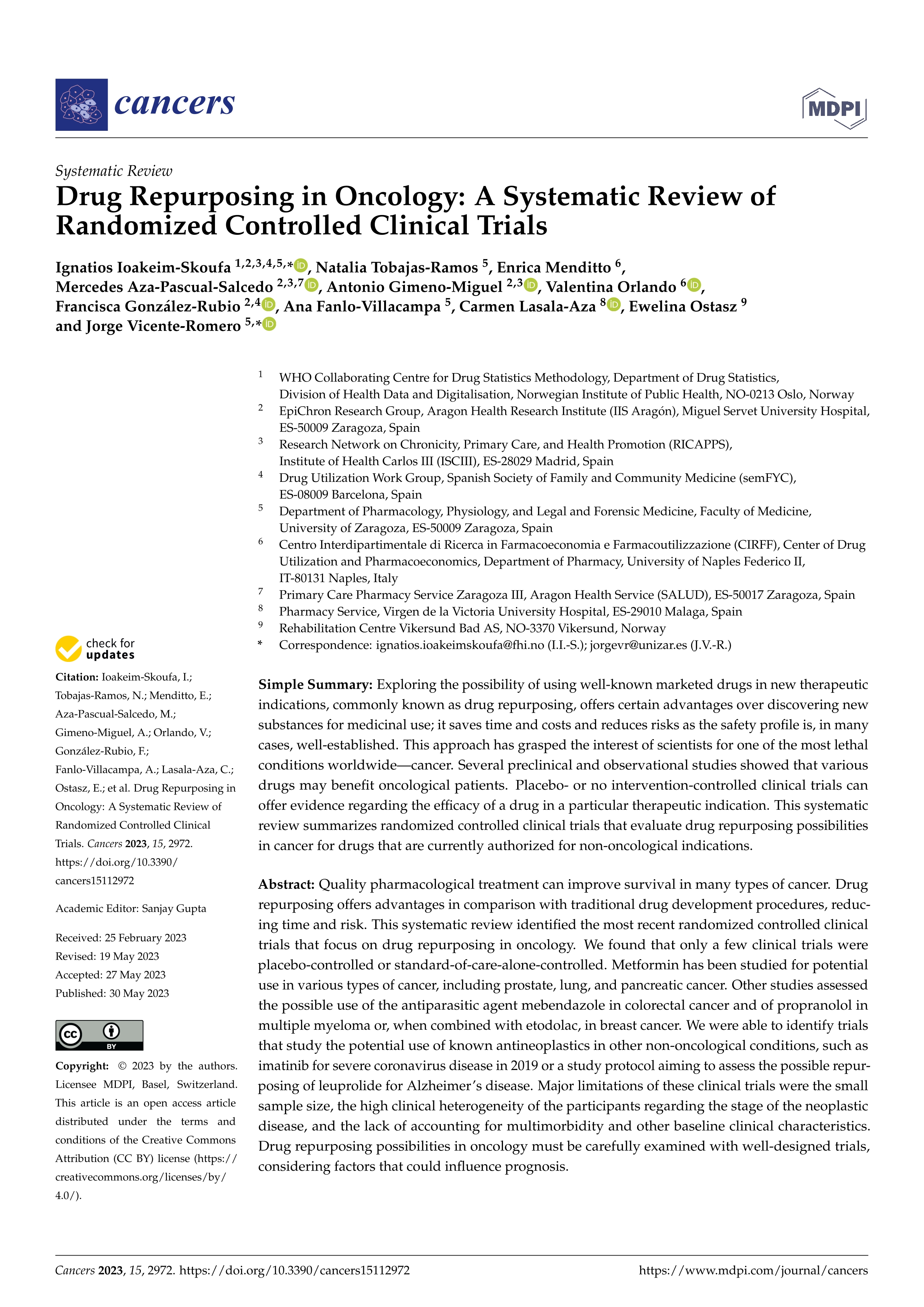 Drug repurposing in oncology: a systematic review of randomized controlled clinical trials