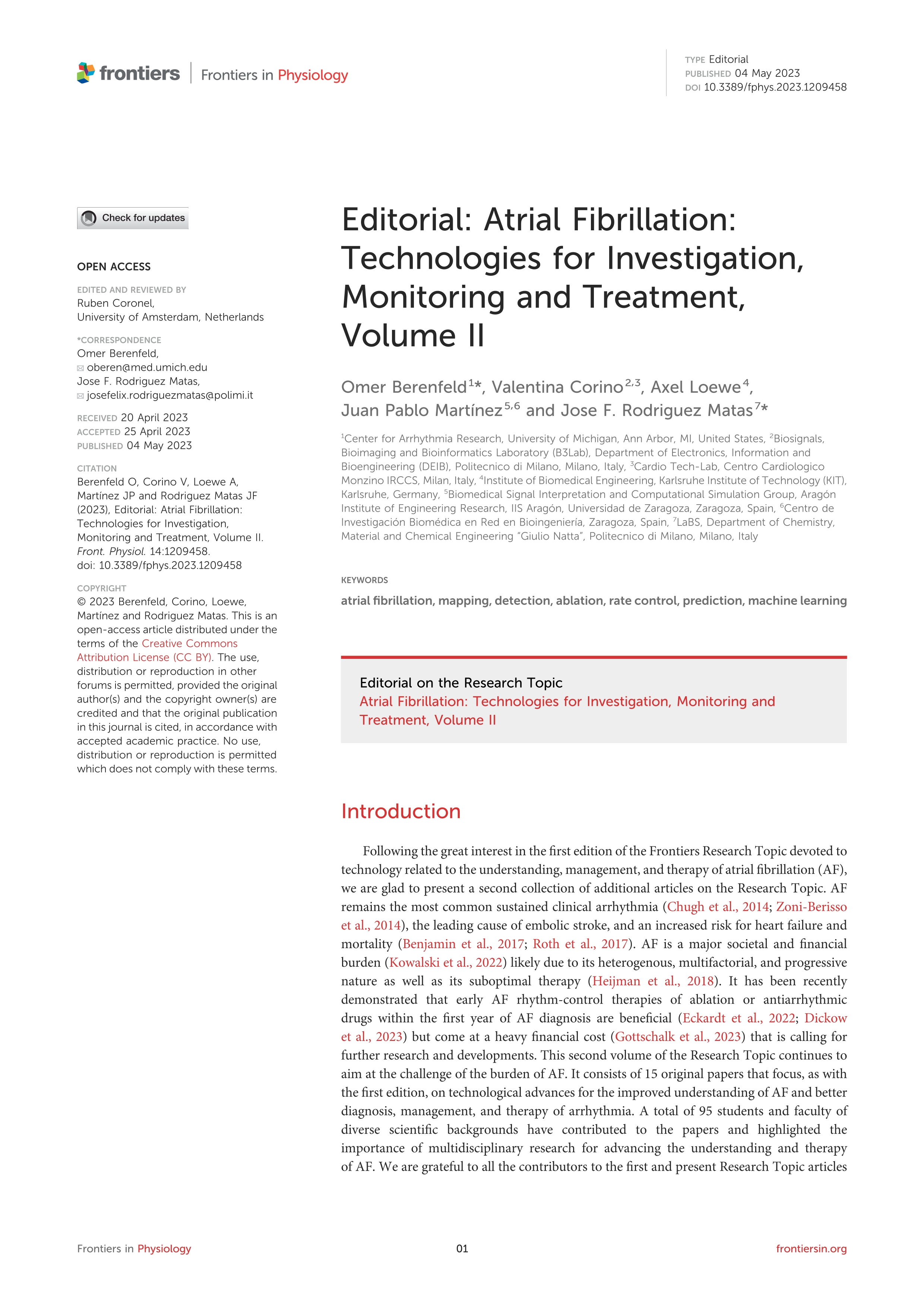 Editorial: Atrial Fibrillation: Technologies for Investigation, Monitoring and Treatment, Volume II