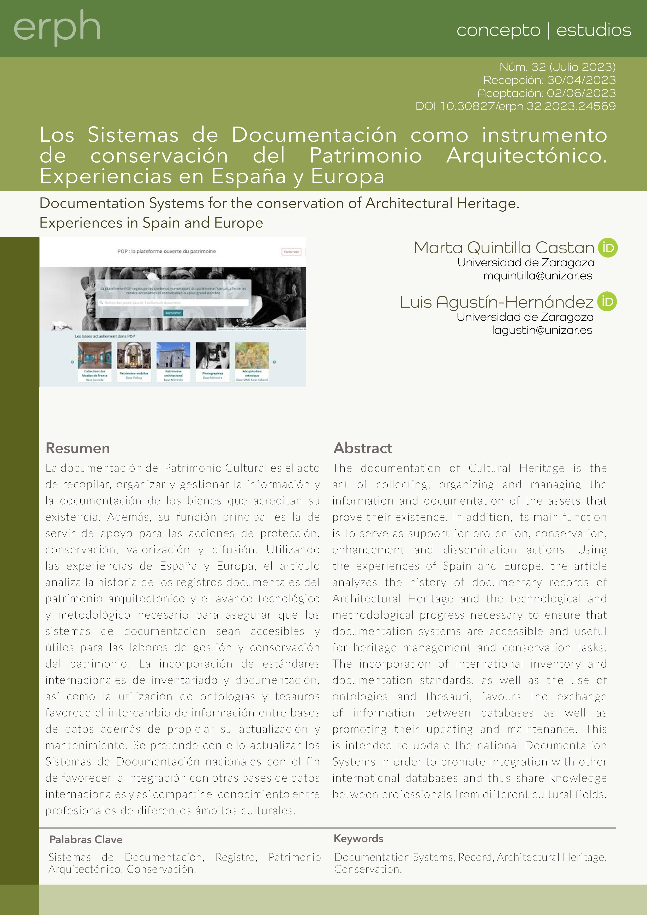 Los Sistemas de Documentación como instrumento de conservación del Patrimonio Arquitectónico. Experiencias en España y Europa