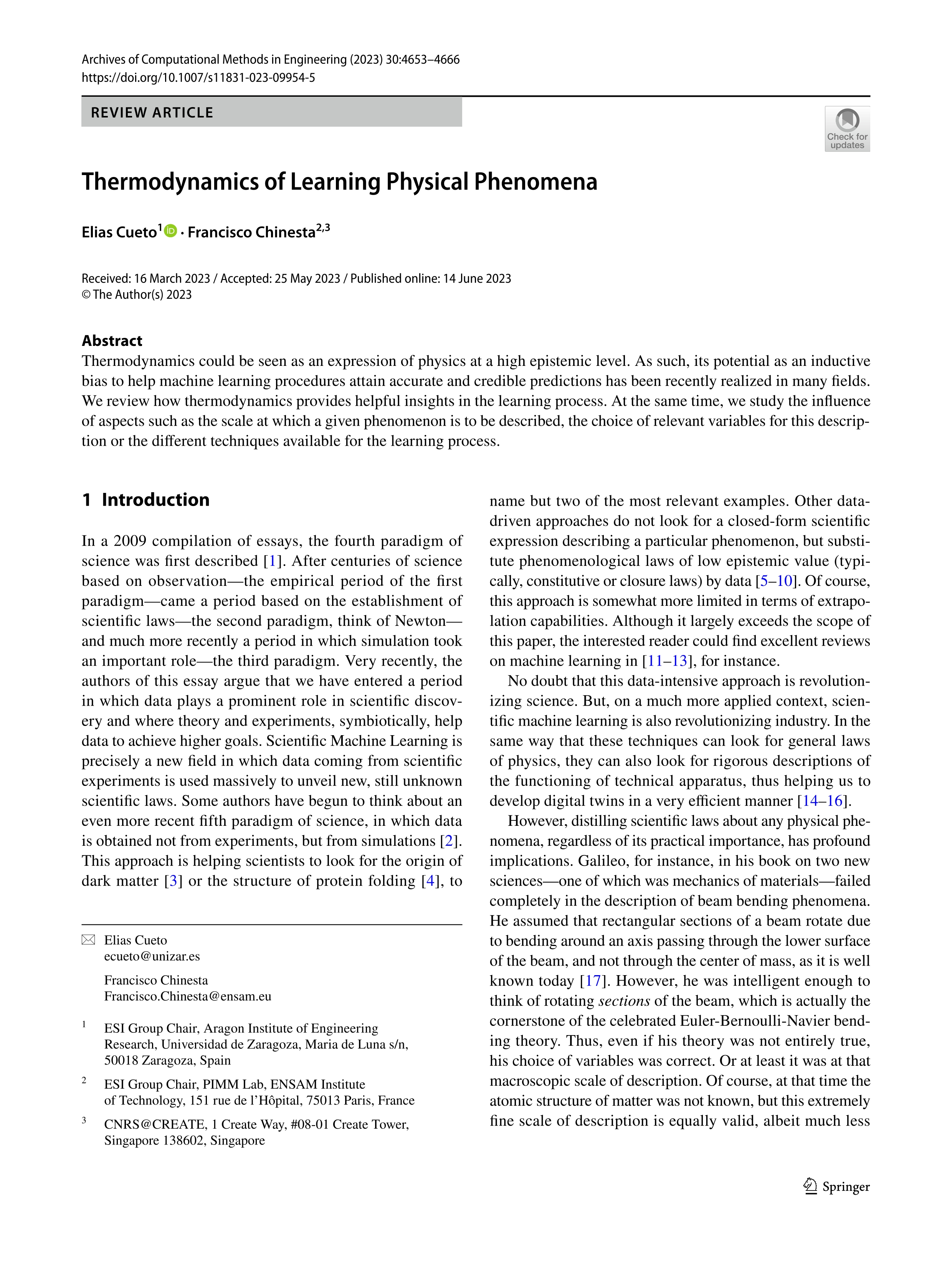 Thermodynamics of Learning Physical Phenomena