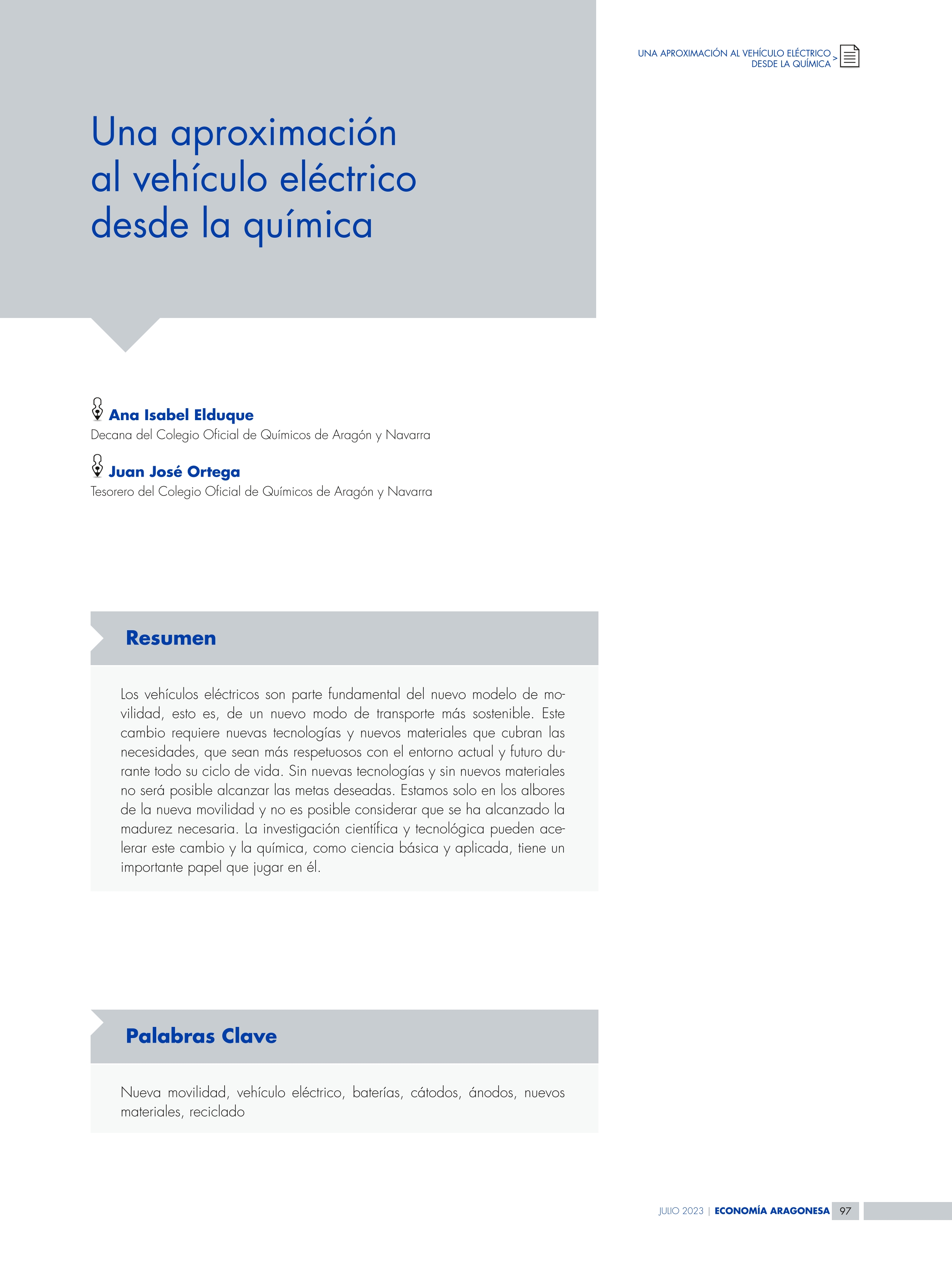 Una aproximación al vehículo eléctrico desde la química