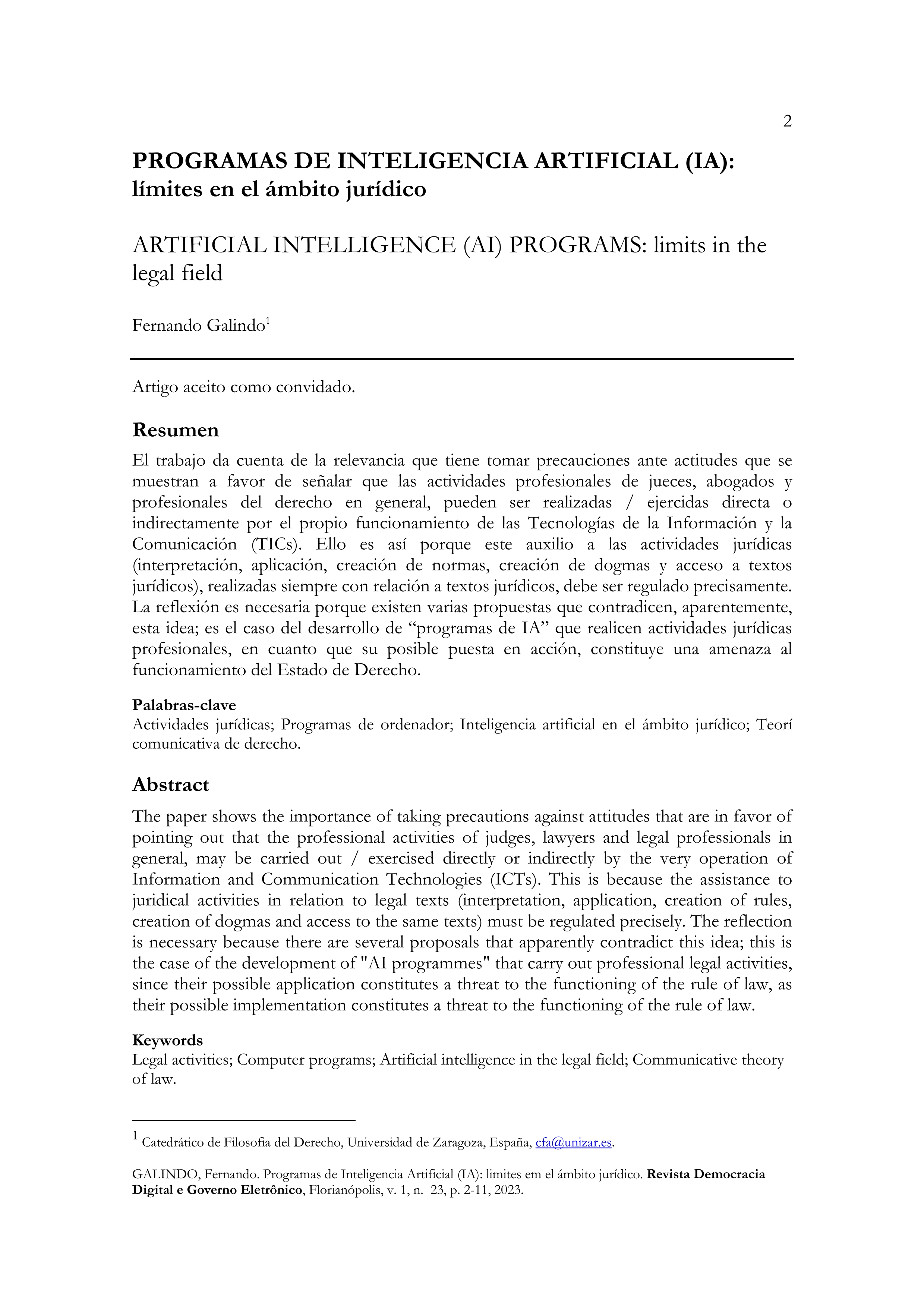 Programas de inteligencia artificial (IA): límites en el ámbito jurídico