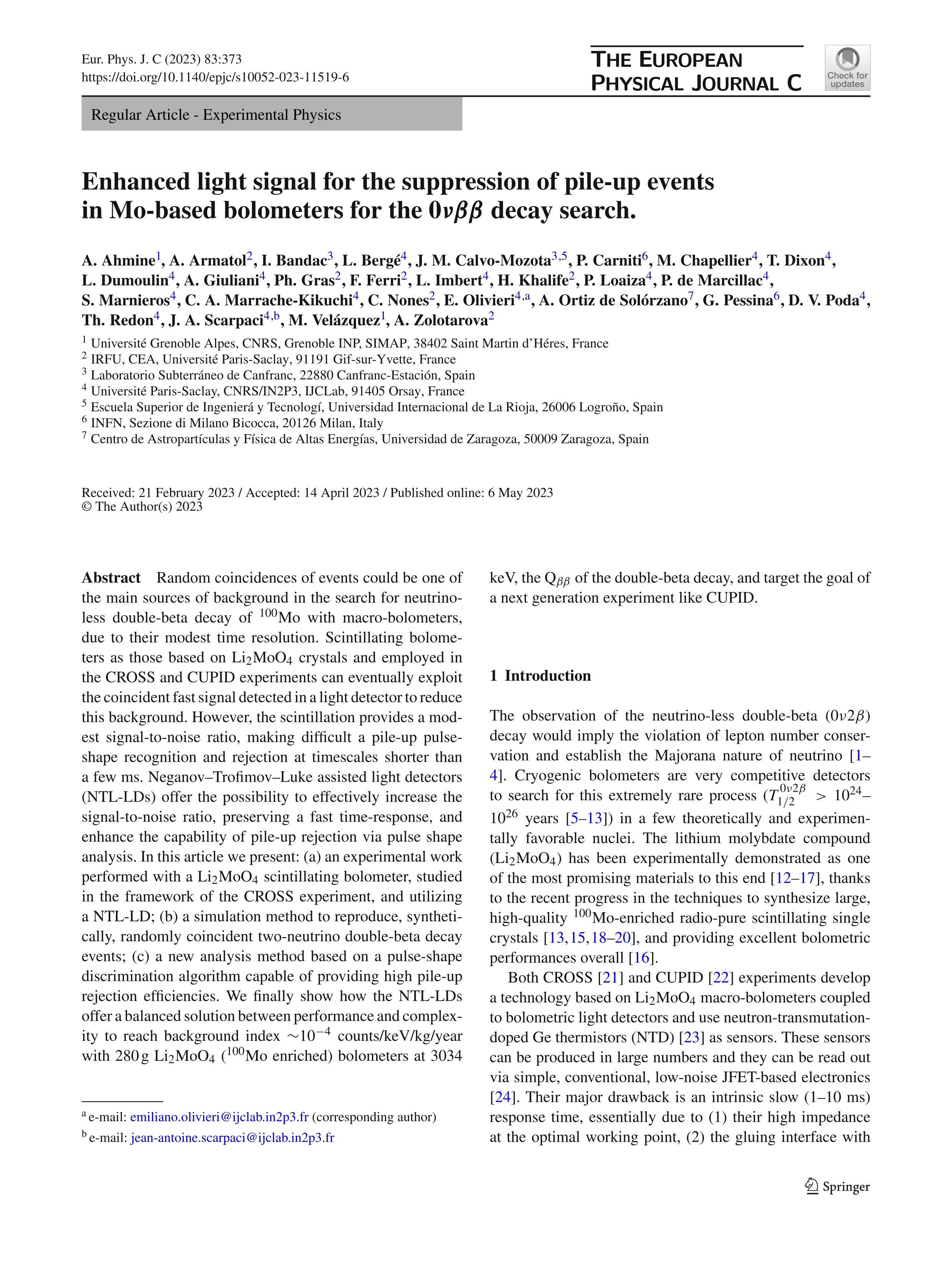 Enhanced light signal for the suppression of pile-up events in Mo-based bolometers for the 0¿ßß decay search