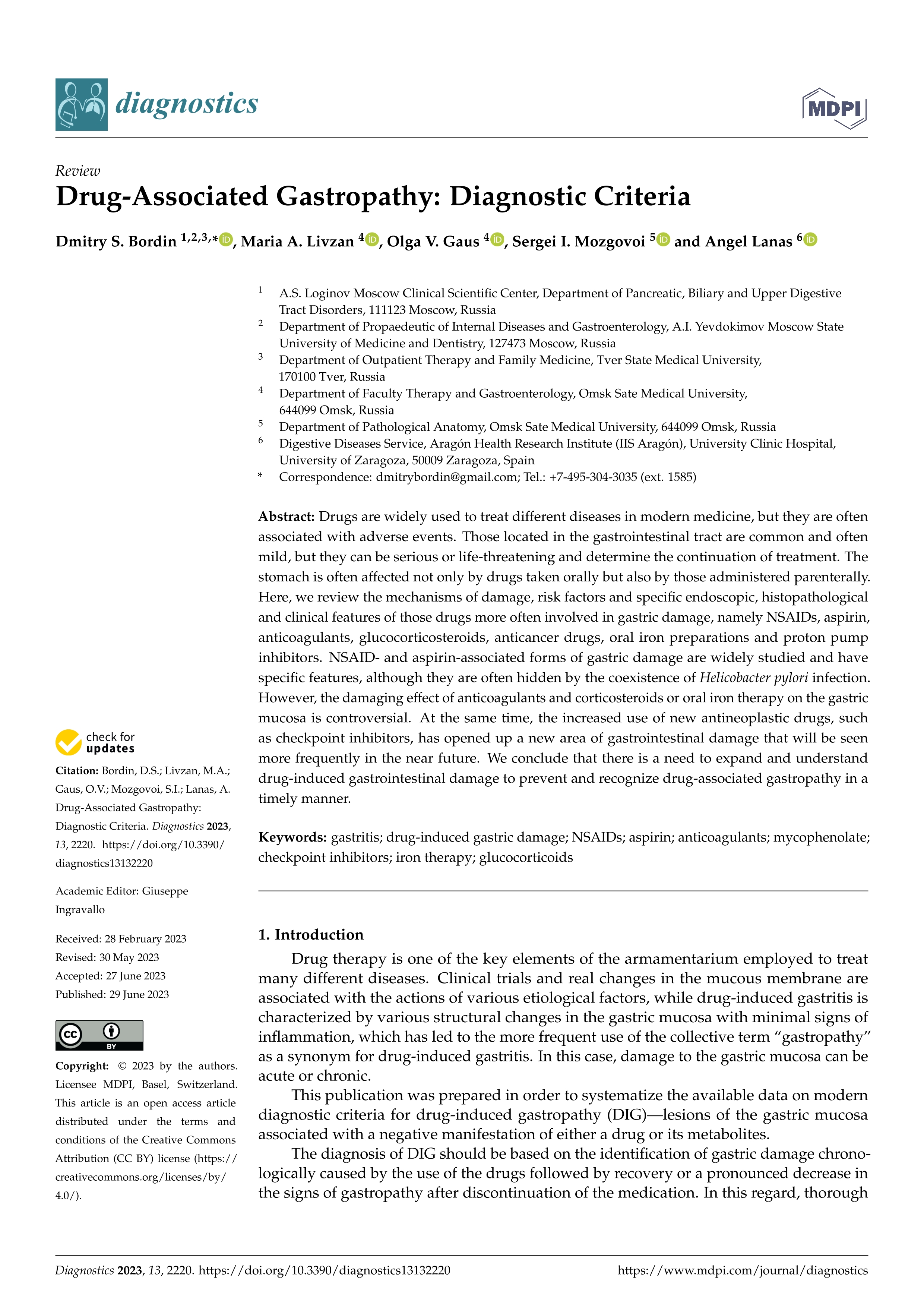 Drug-associated gastropathy: diagnostic criteria