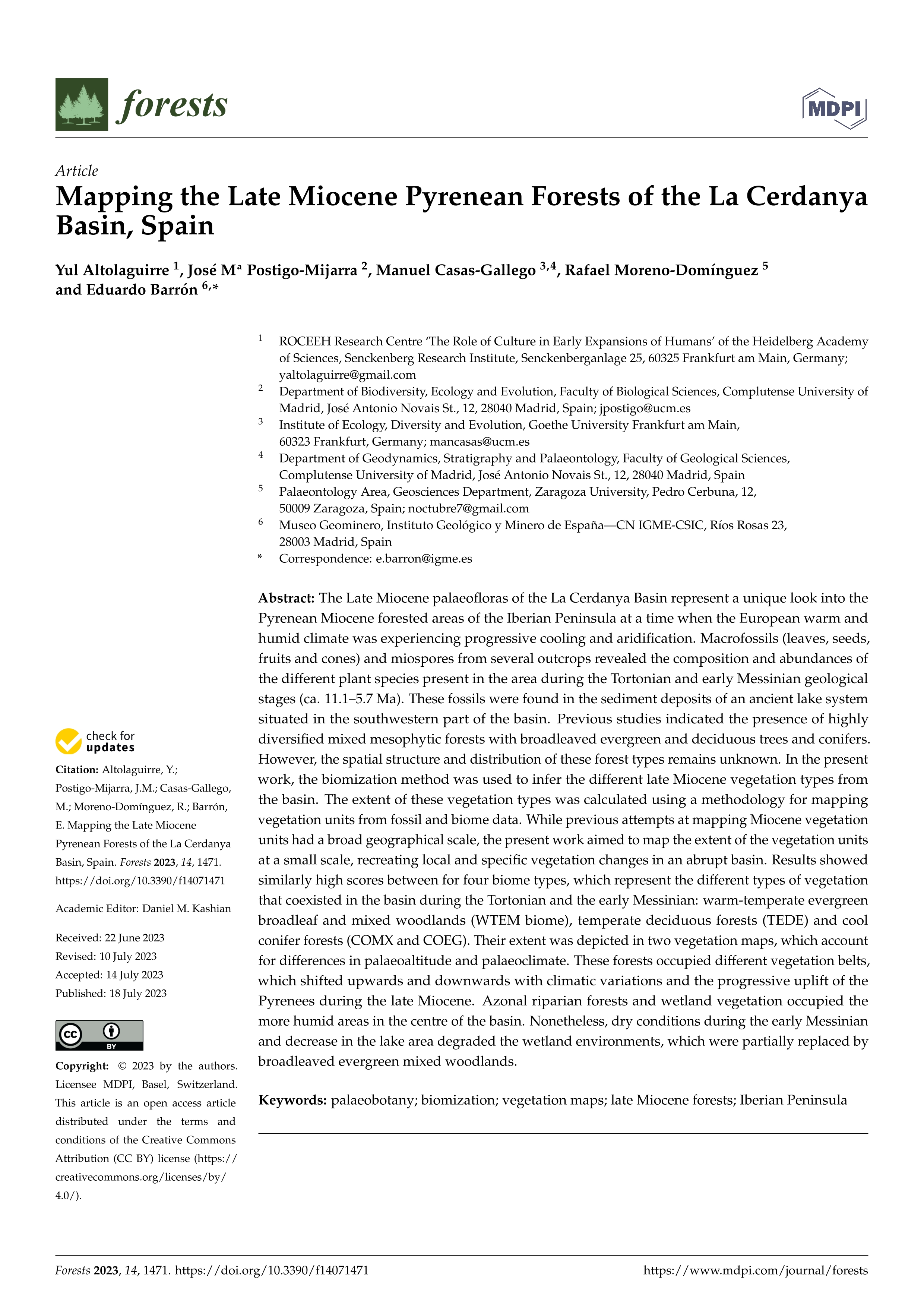 Mapping the Late Miocene Pyrenean forests of the la Cerdanya Basin, Spain