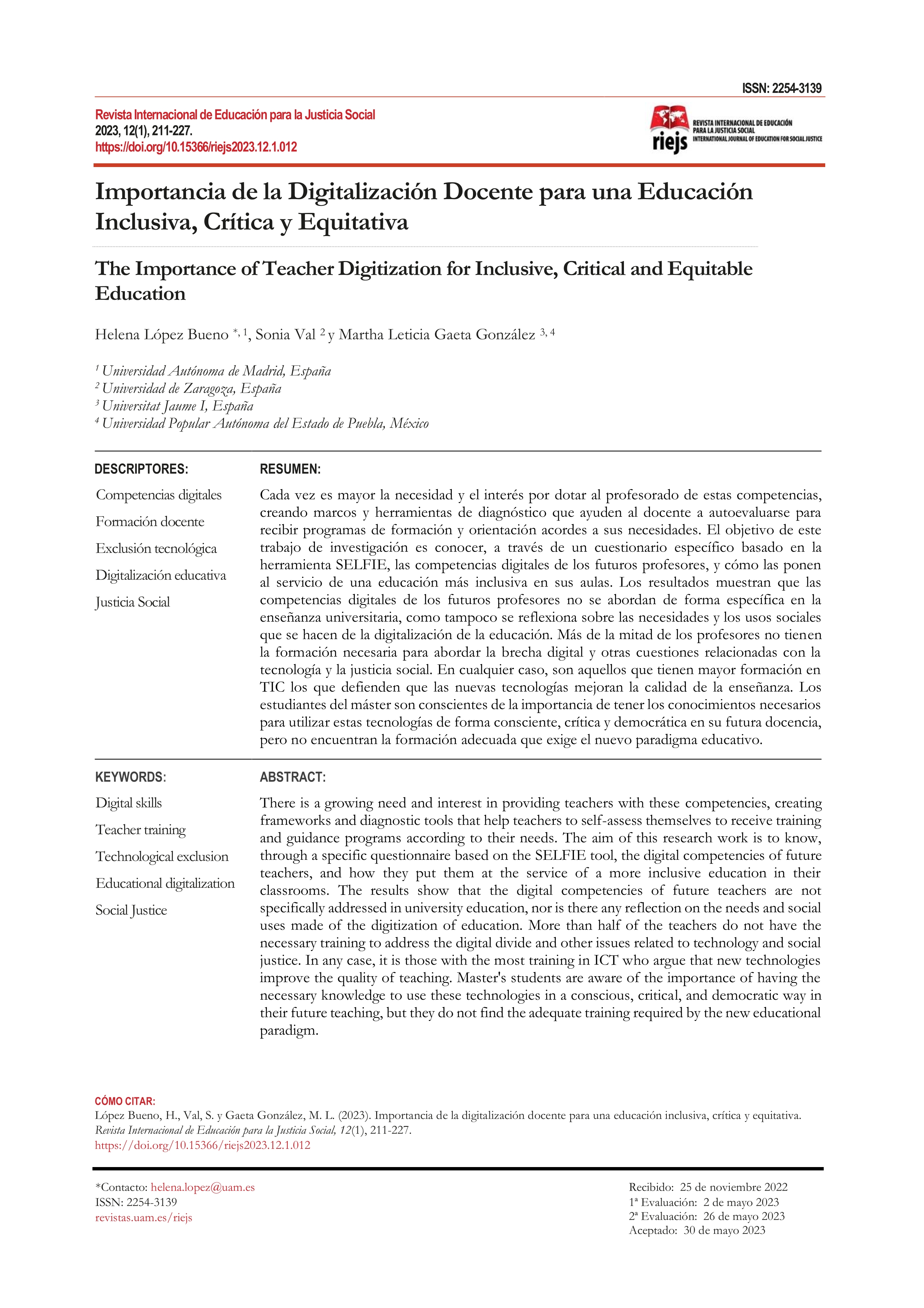 Importancia de la digitalización docente para una educación inclusiva, crítica y equitativa