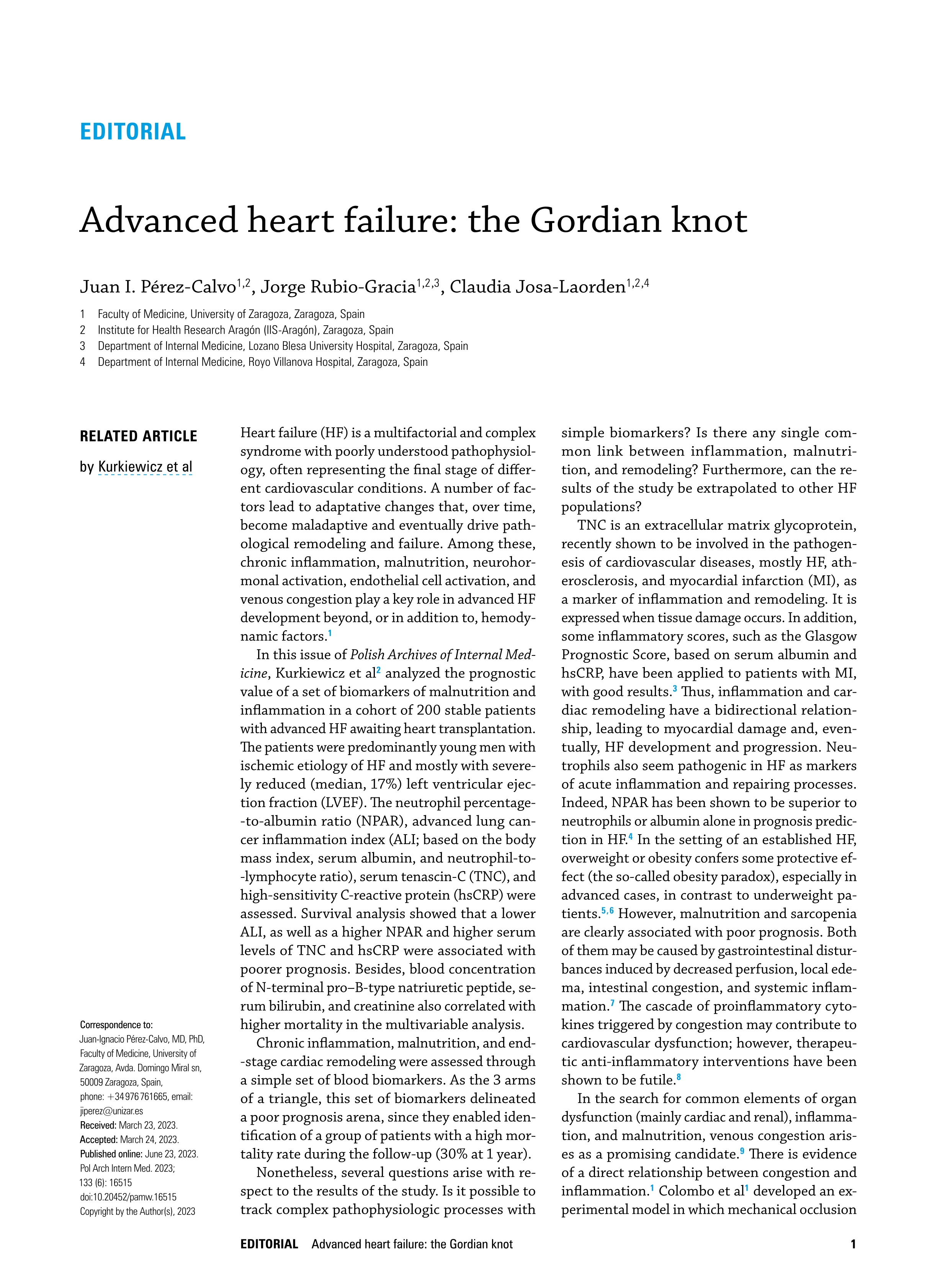 Advanced heart failure: the Gordian knot