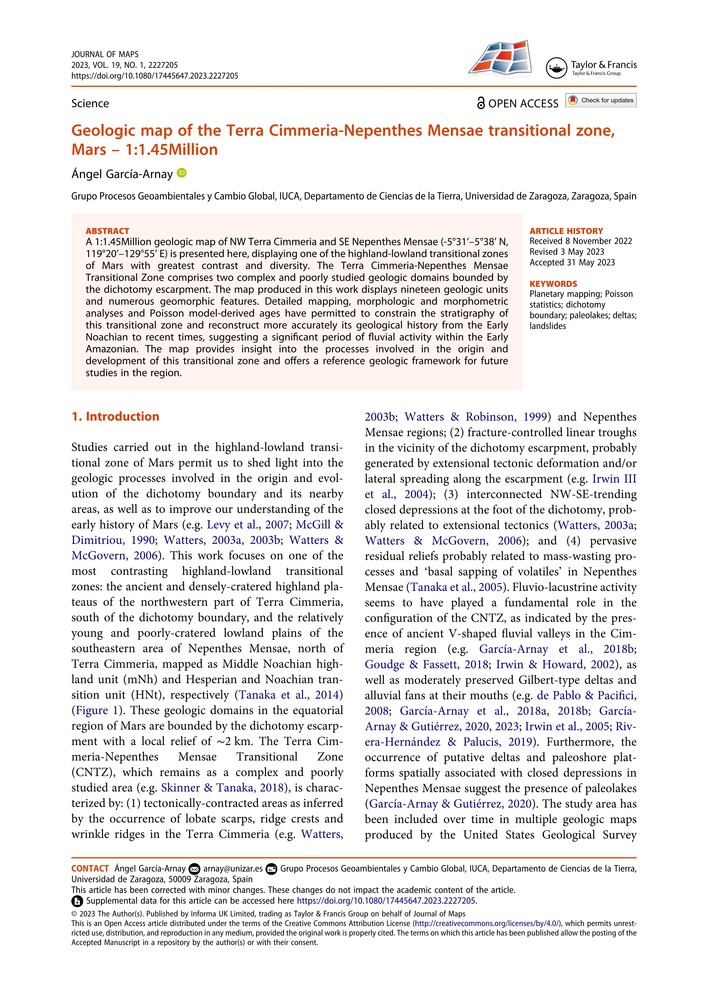 Geologic map of the Terra Cimmeria-Nepenthes Mensae transitional zone, Mars – 1:1.45Million
