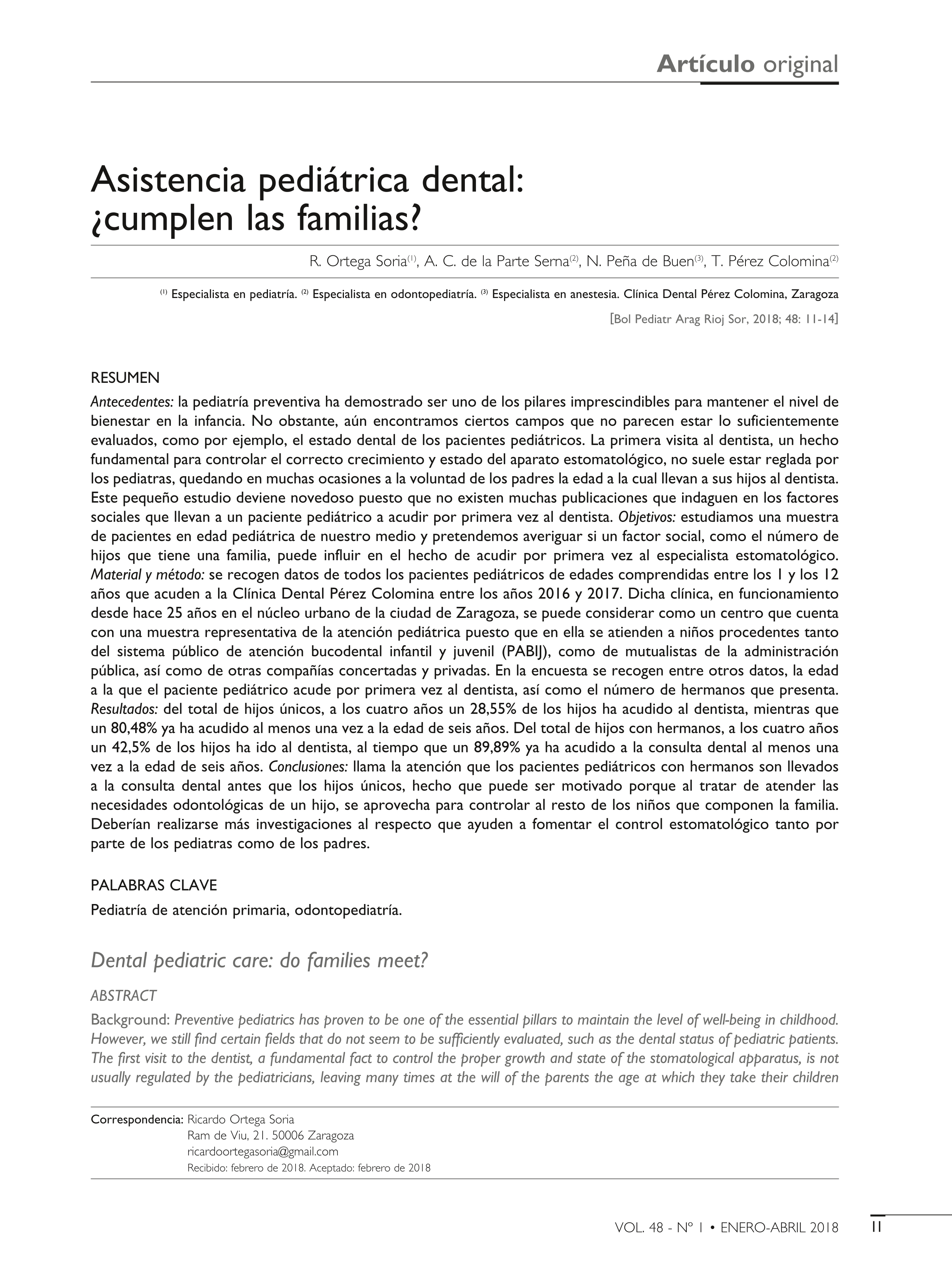 Asistencia pediátrica dental: ¿cumplen las familias?