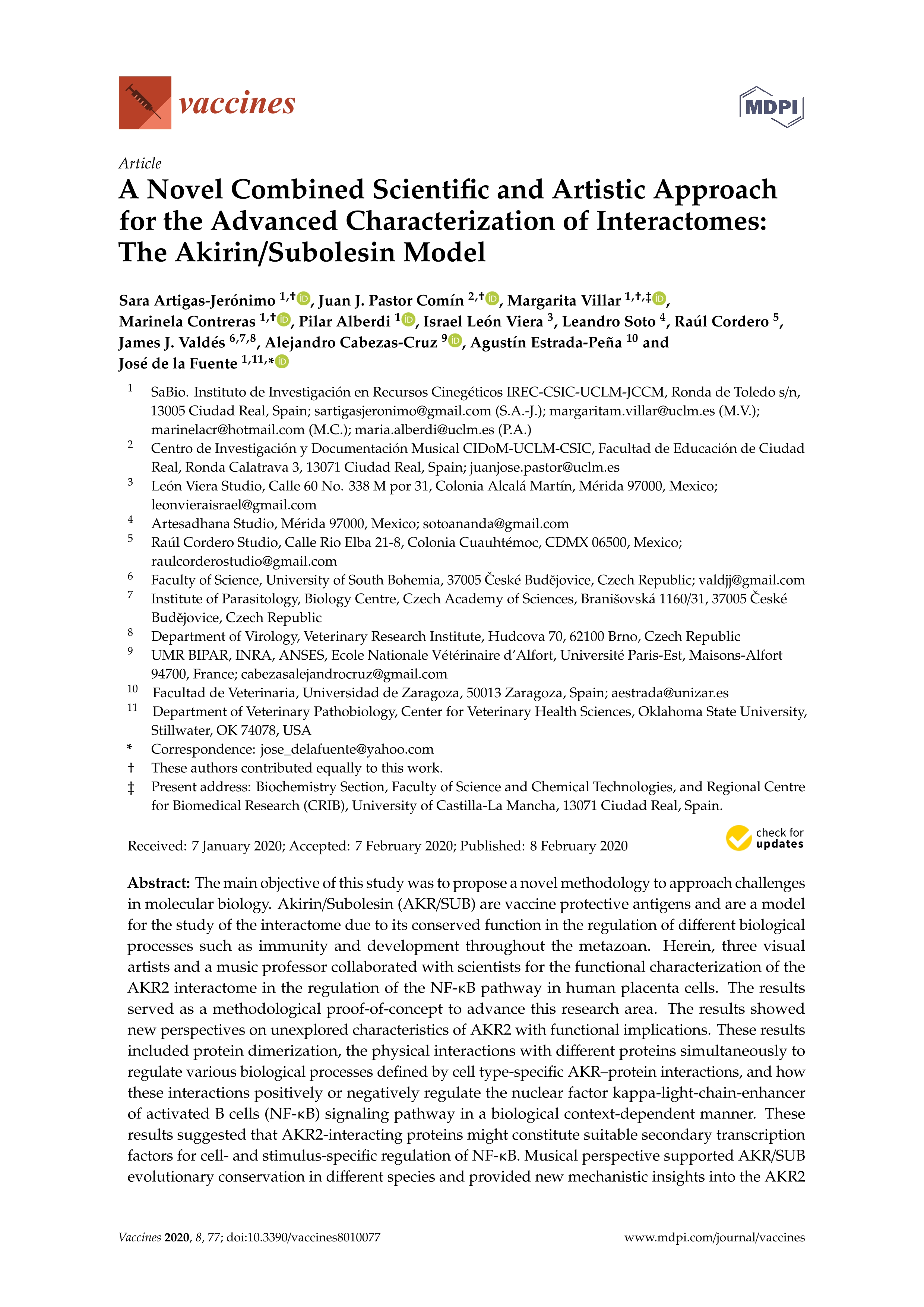 A novel combined scientific and artistic approach for the advanced characterization of interactomes: The akirin/subolesin model