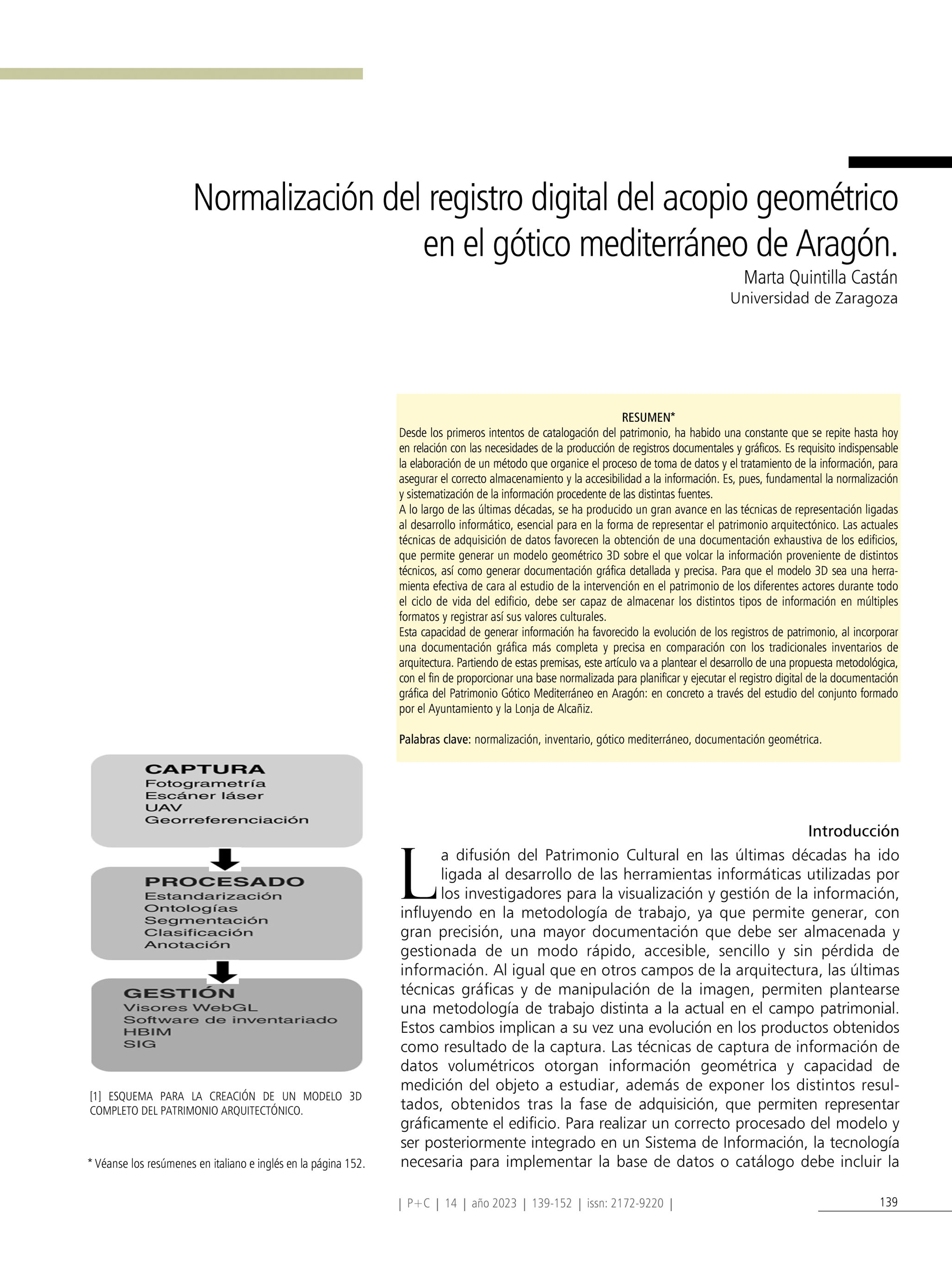 Normalización del registro digital del acopio geométrico en el gótico mediterráneo de Aragón