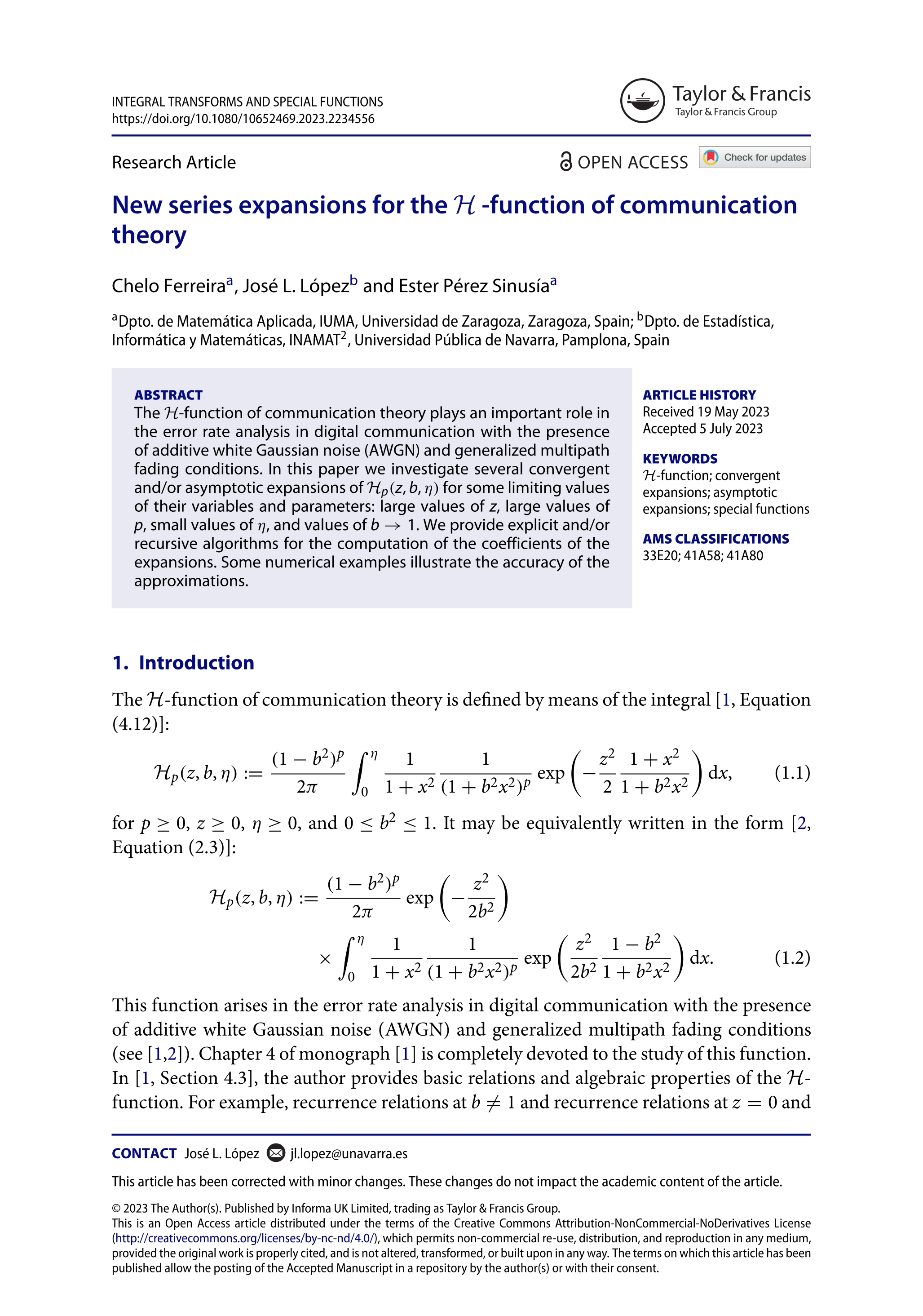 New series expansions for the H-function of communication theory